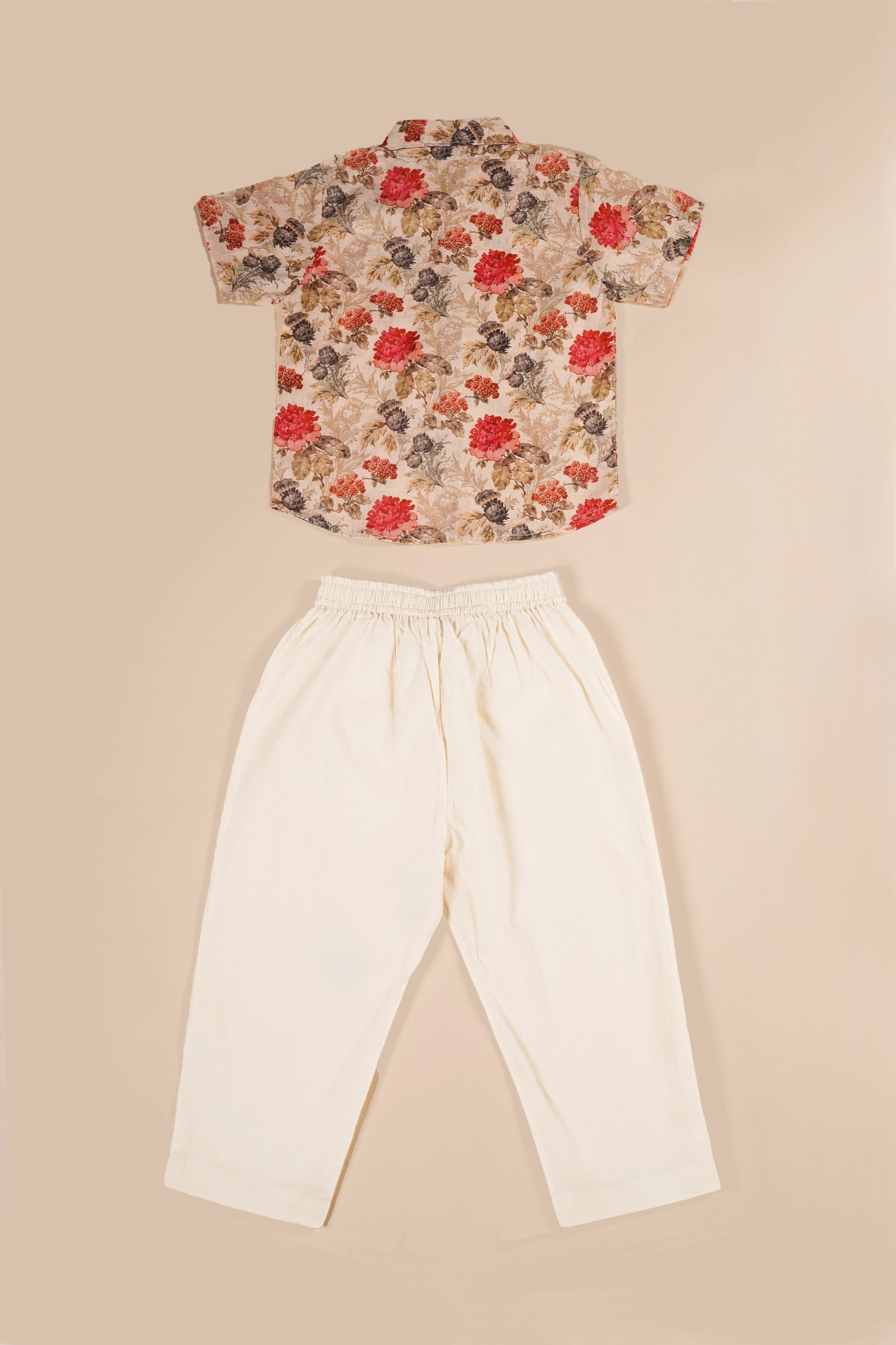 Poochkie pink floral top and white pant  for kids