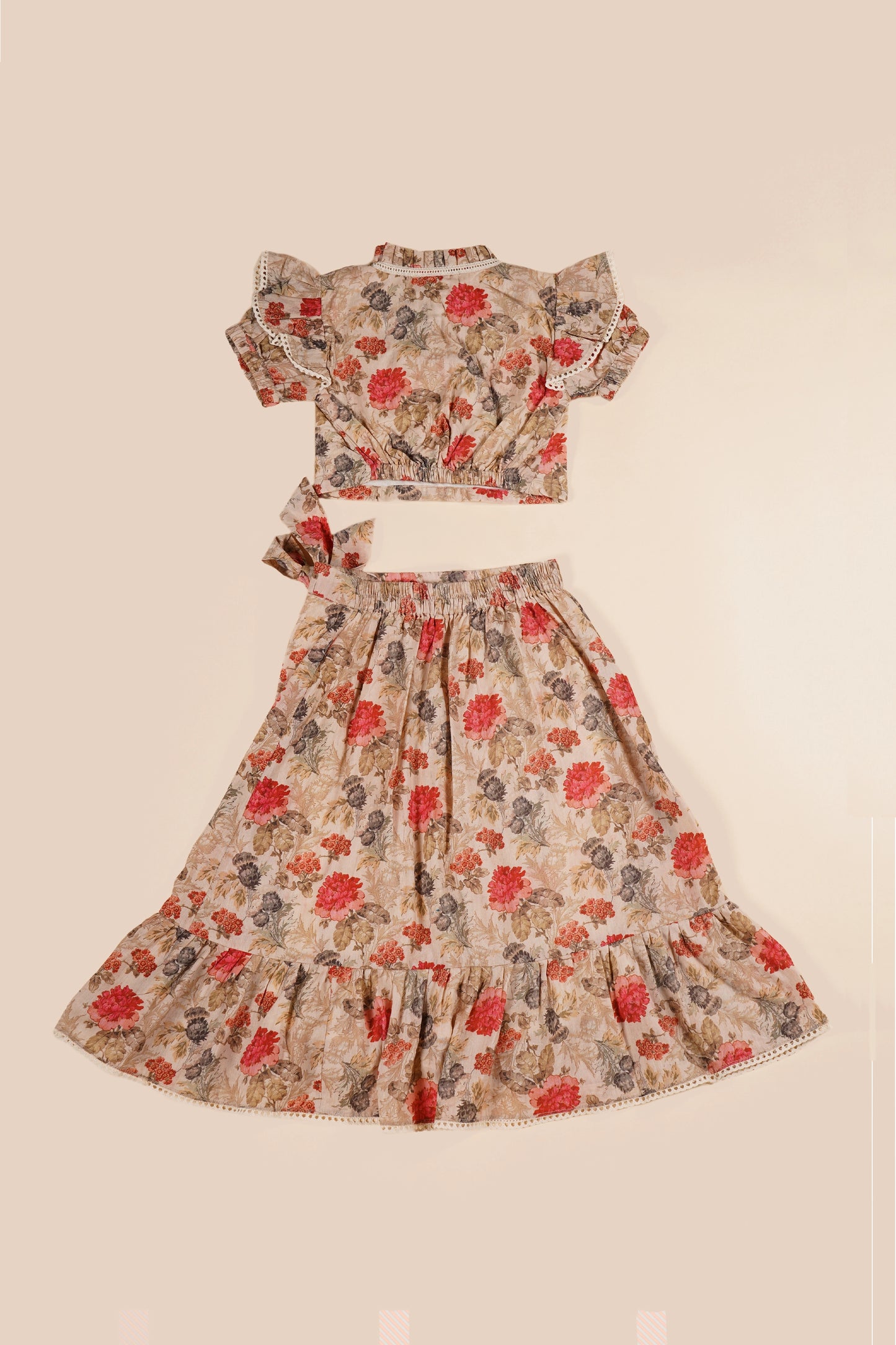 Poochkie pink floral lehenga for kids