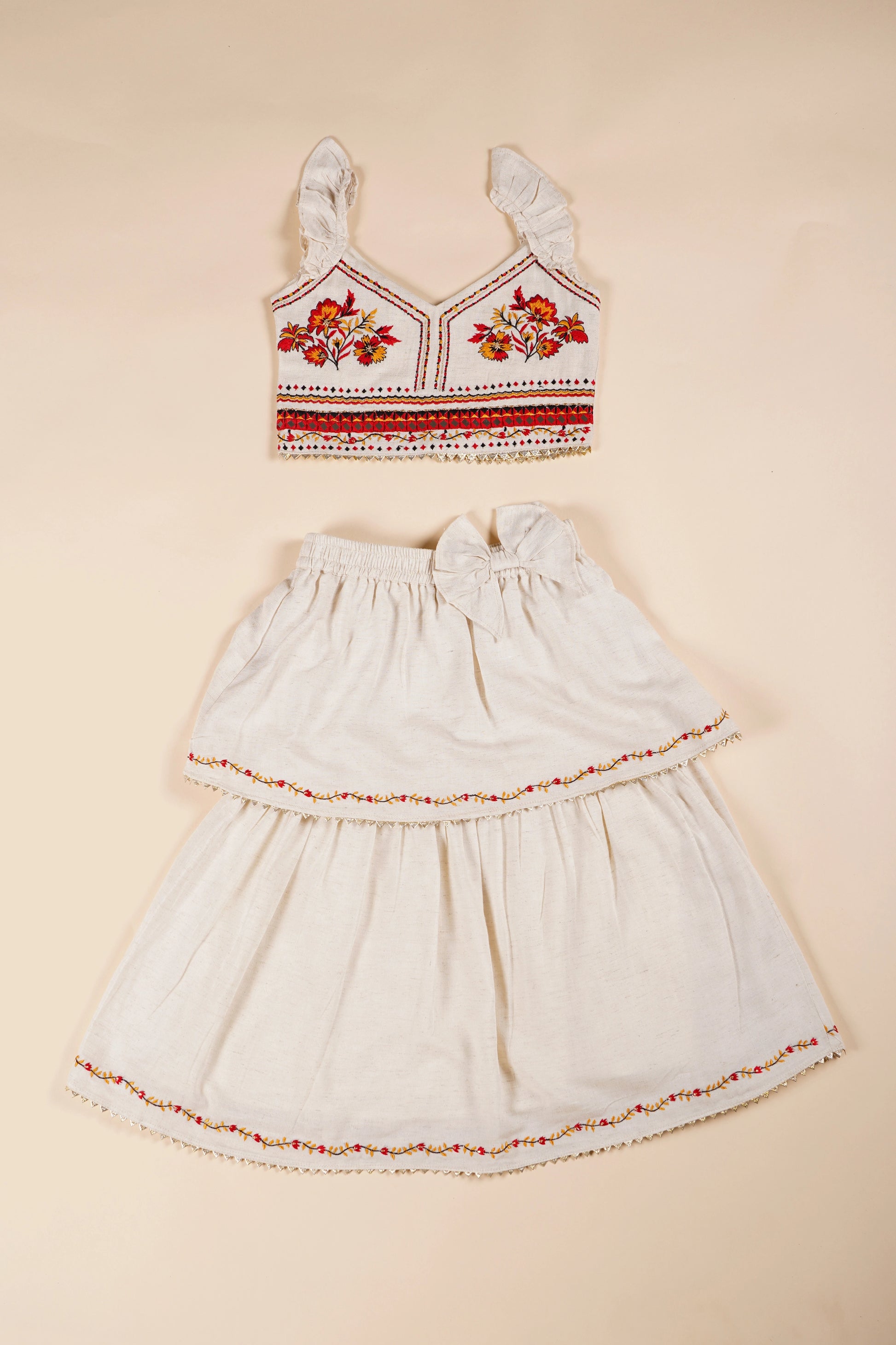 Poochkie traditional  white dress for kids