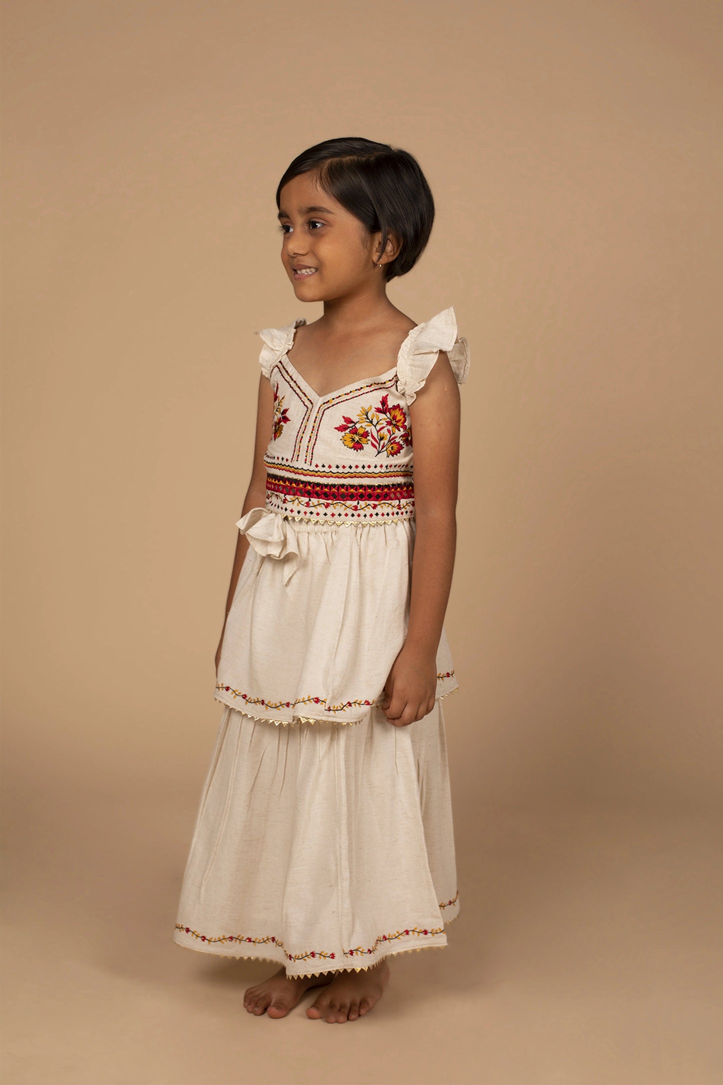 Poochkie traditional  white dress for kids