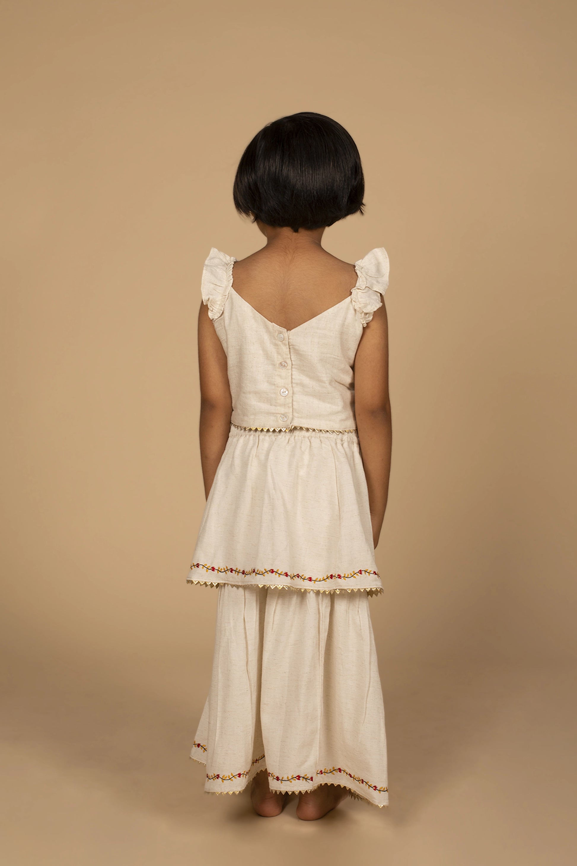 Poochkie traditional  white dress for kids