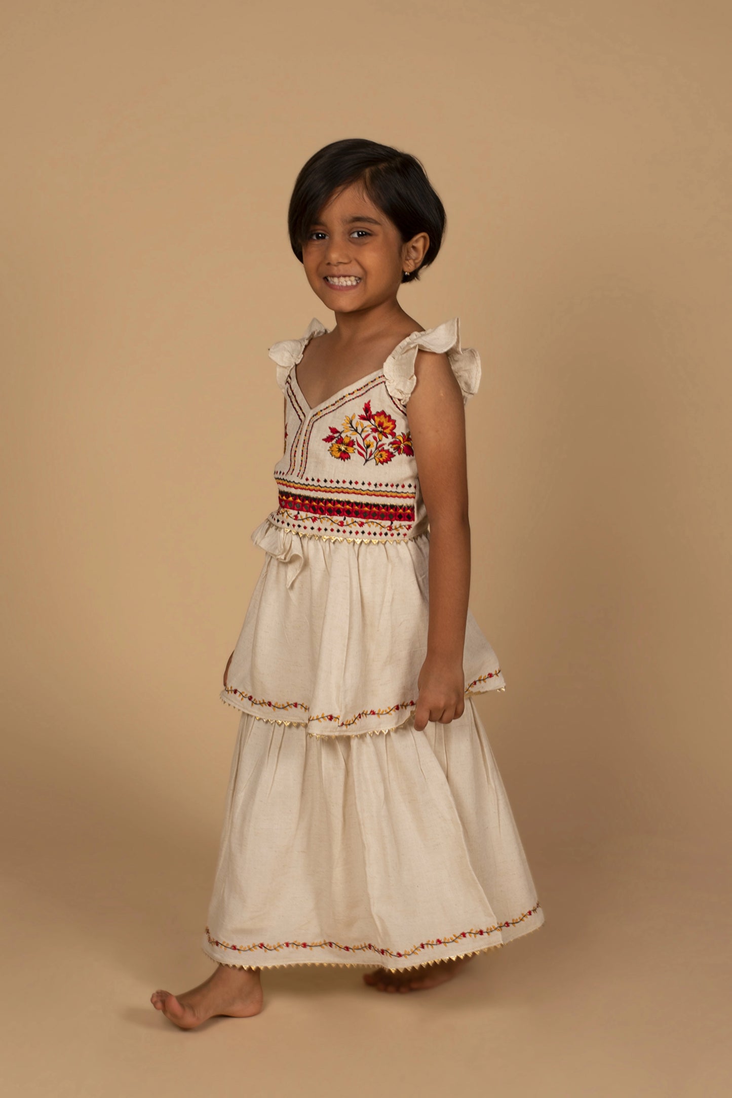 Poochkie traditional  white dress for kids