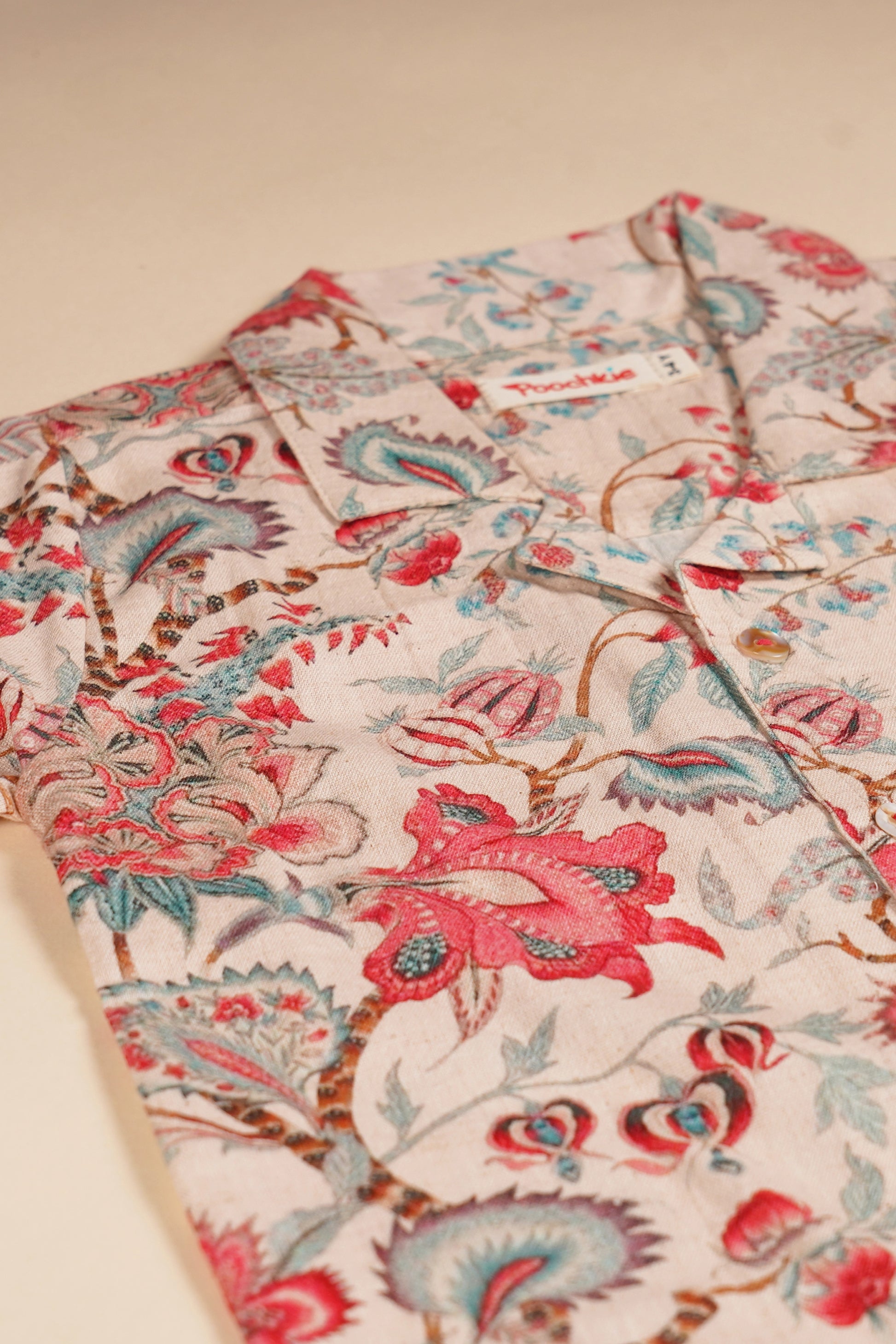 Poochkie pink floral top and white pant for kids