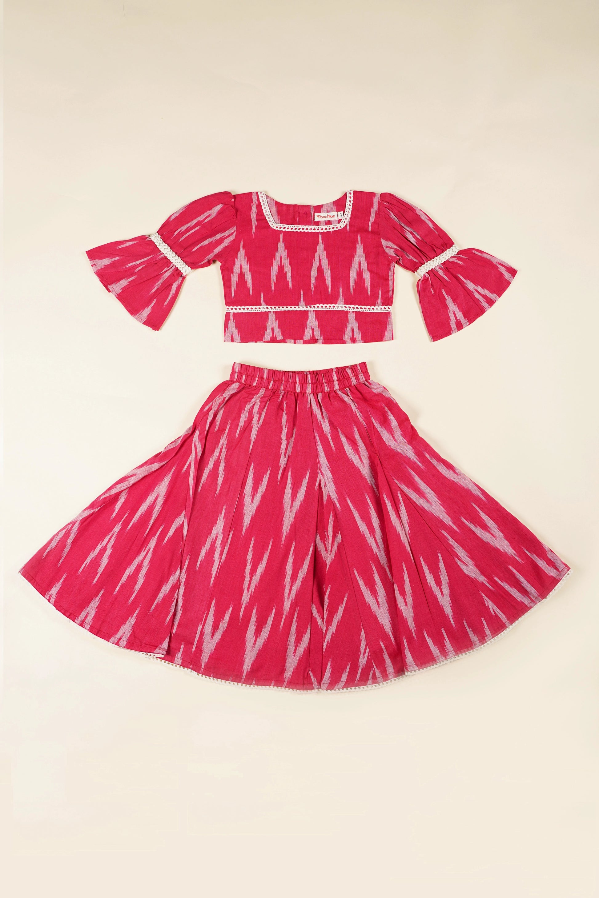 poochkie traditional red lehenga for kids