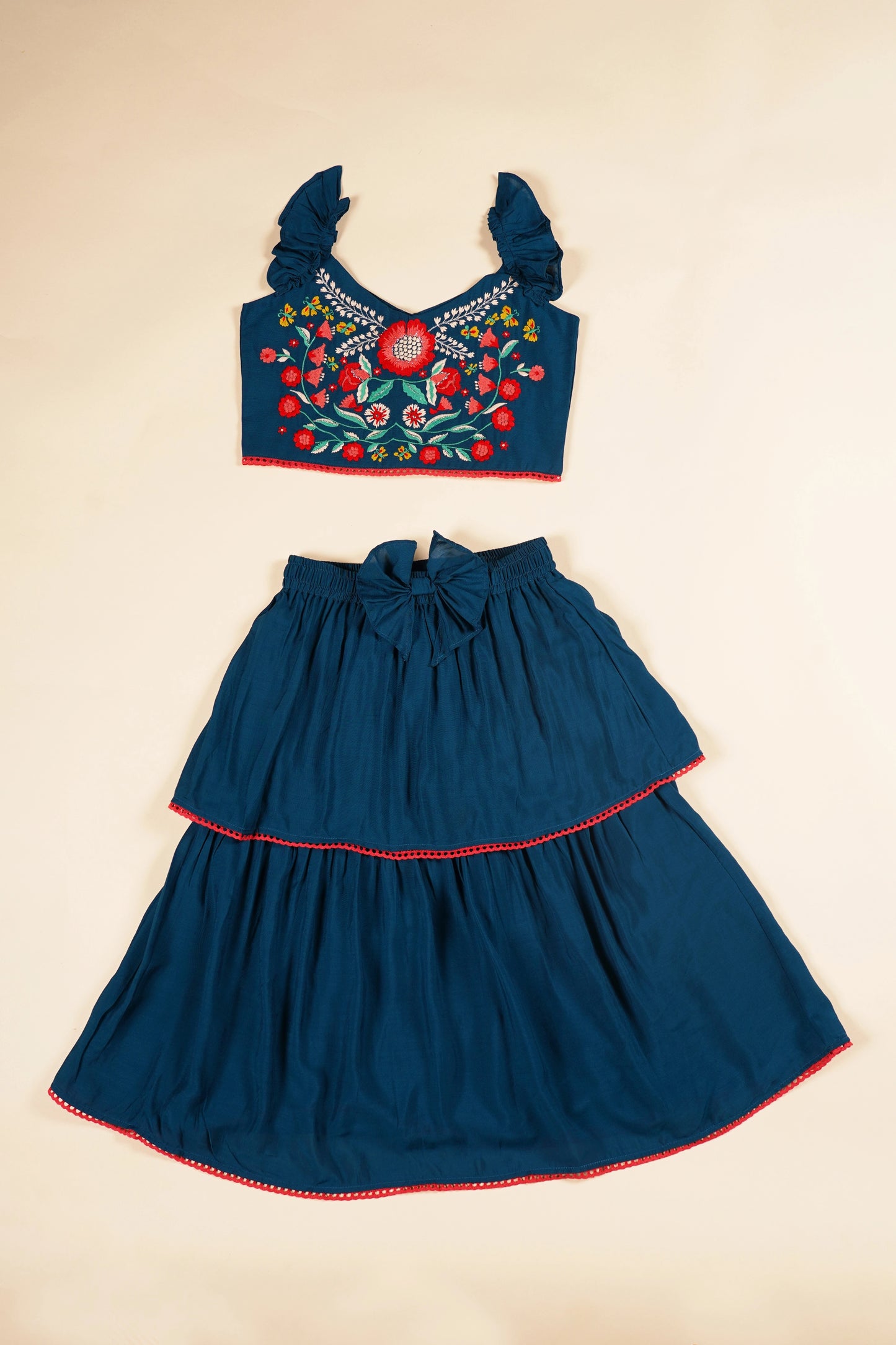 poochkie navy blue lehenga set for kids