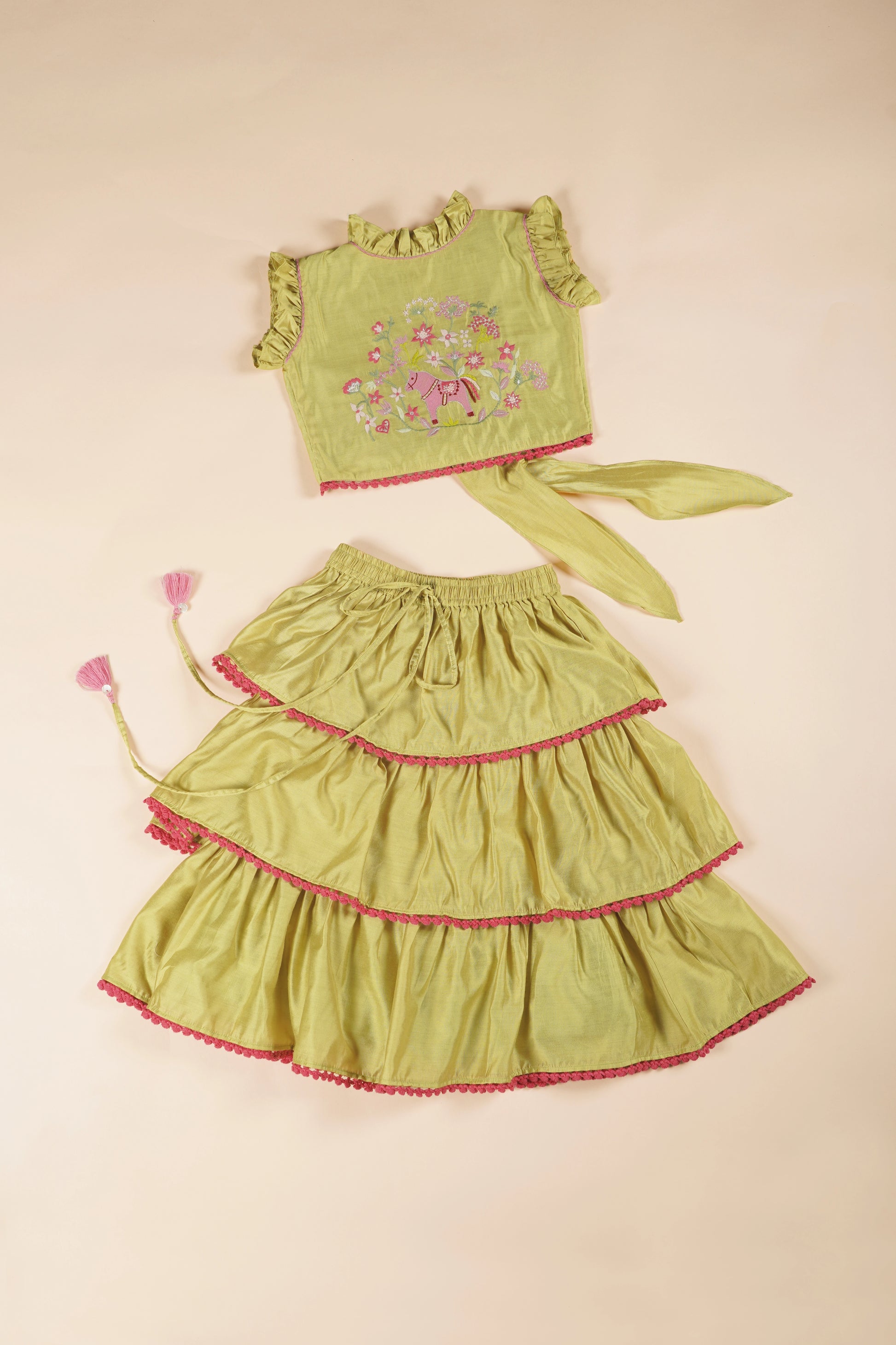 pista colour lehenga set for kids