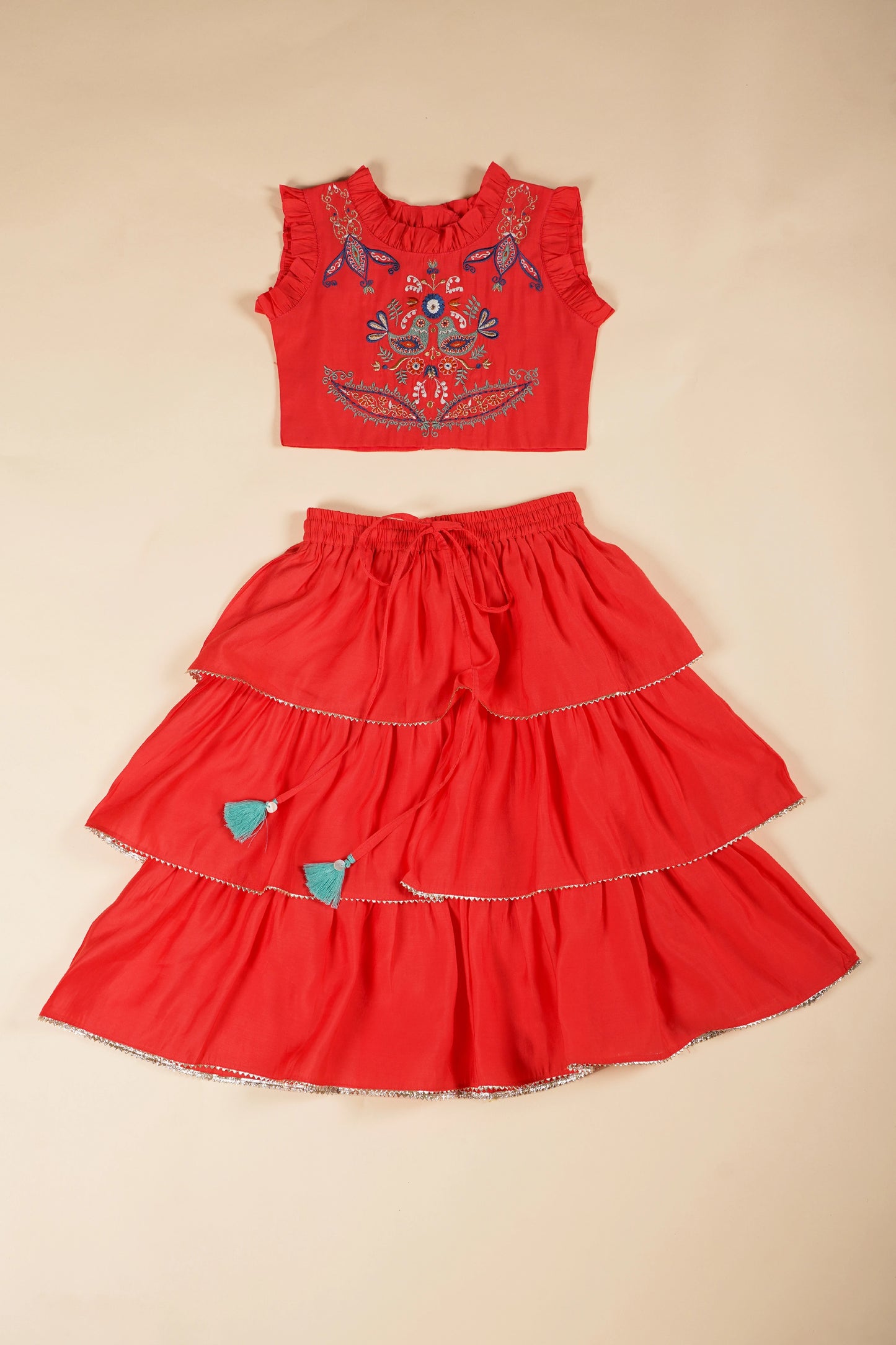 Poochkie red lehenga for kids