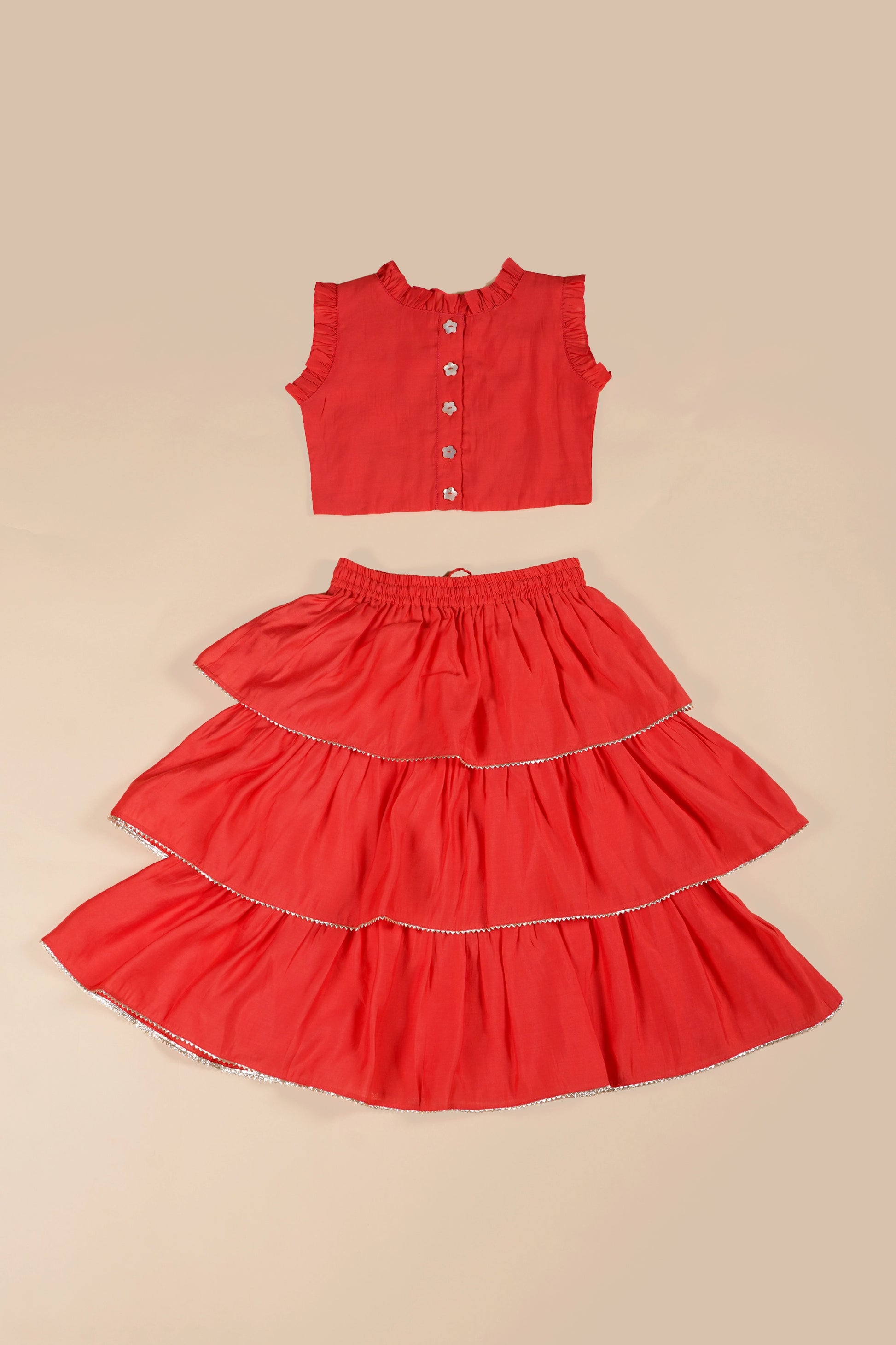 Poochkie red lehenga for kids