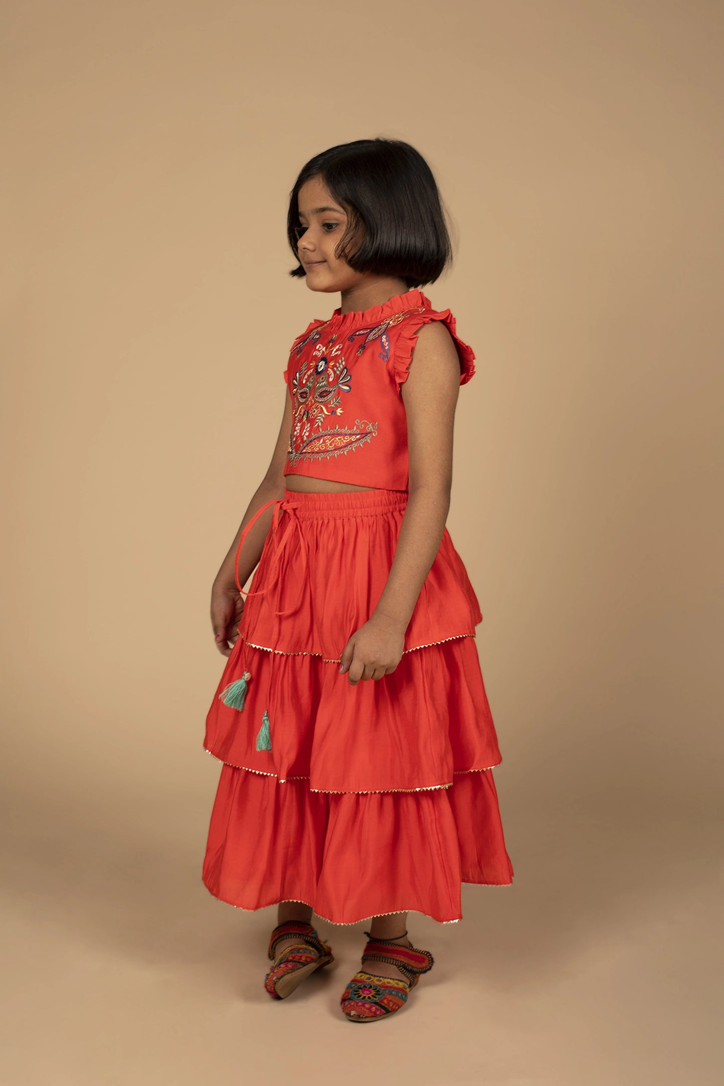 Poochkie red lehenga for kids
