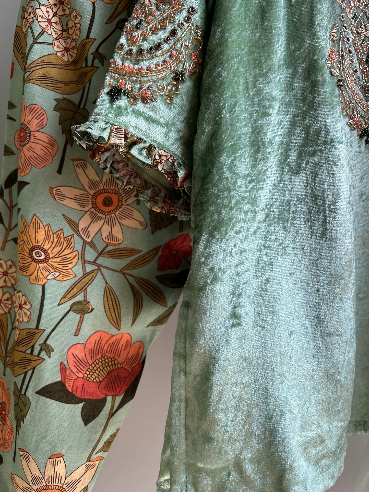 Daneen Mint Green Velvet Kurta