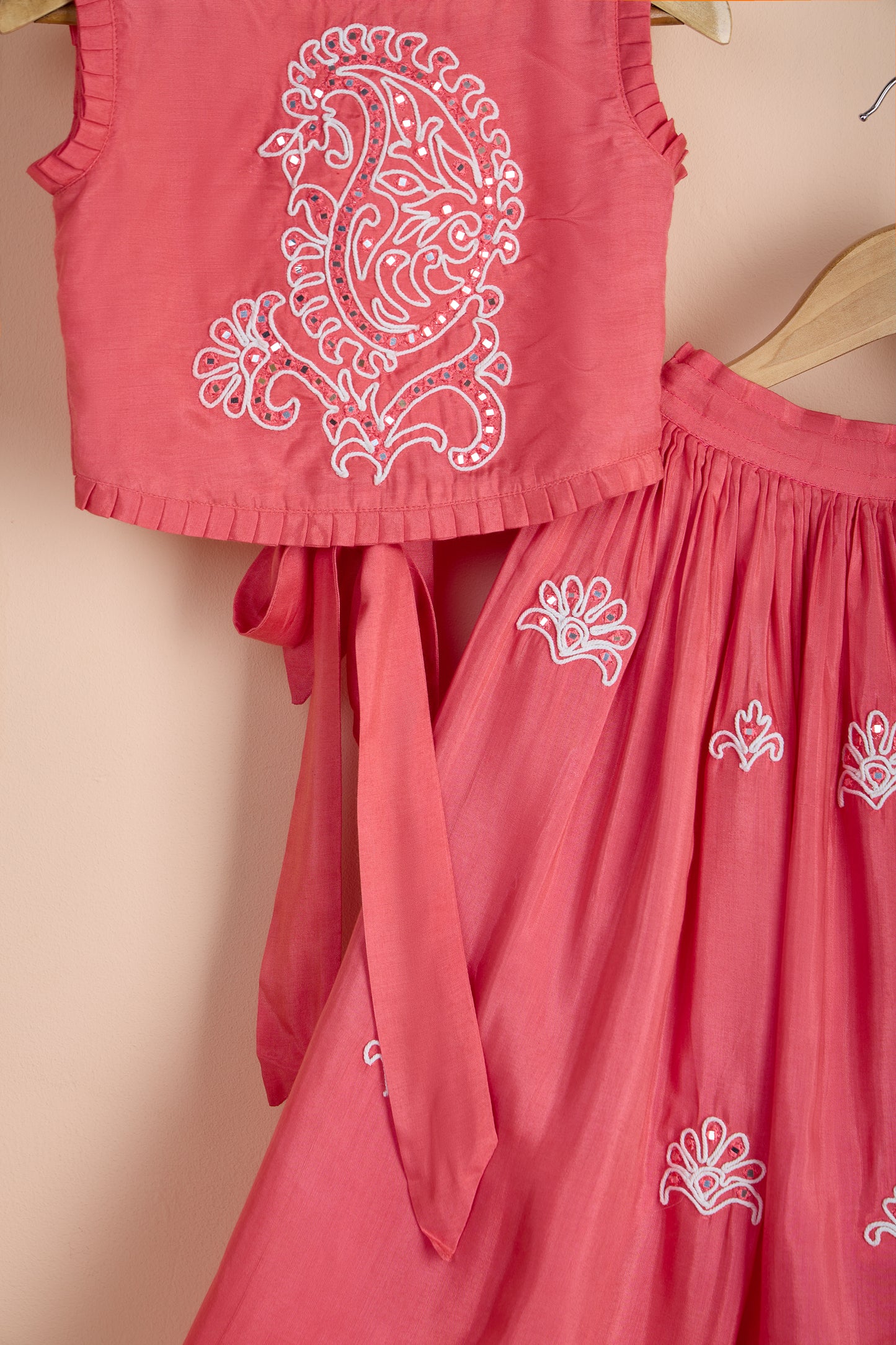 Nelumbo Dori Embroidered Top And Fringe Tassel Enhanced Lehenga