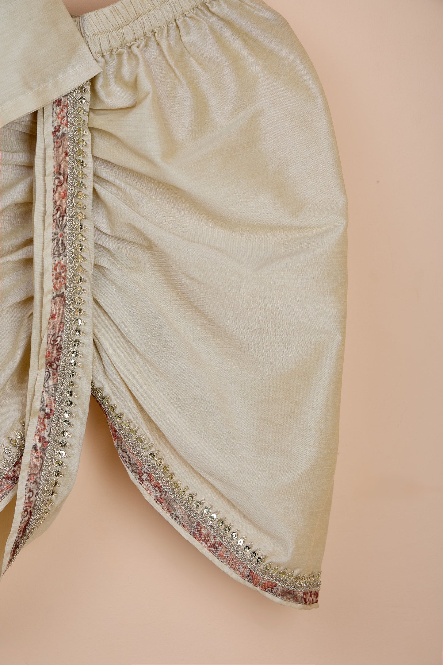 Shubho Beige Kurta And Stylish Jacket With Dhoti