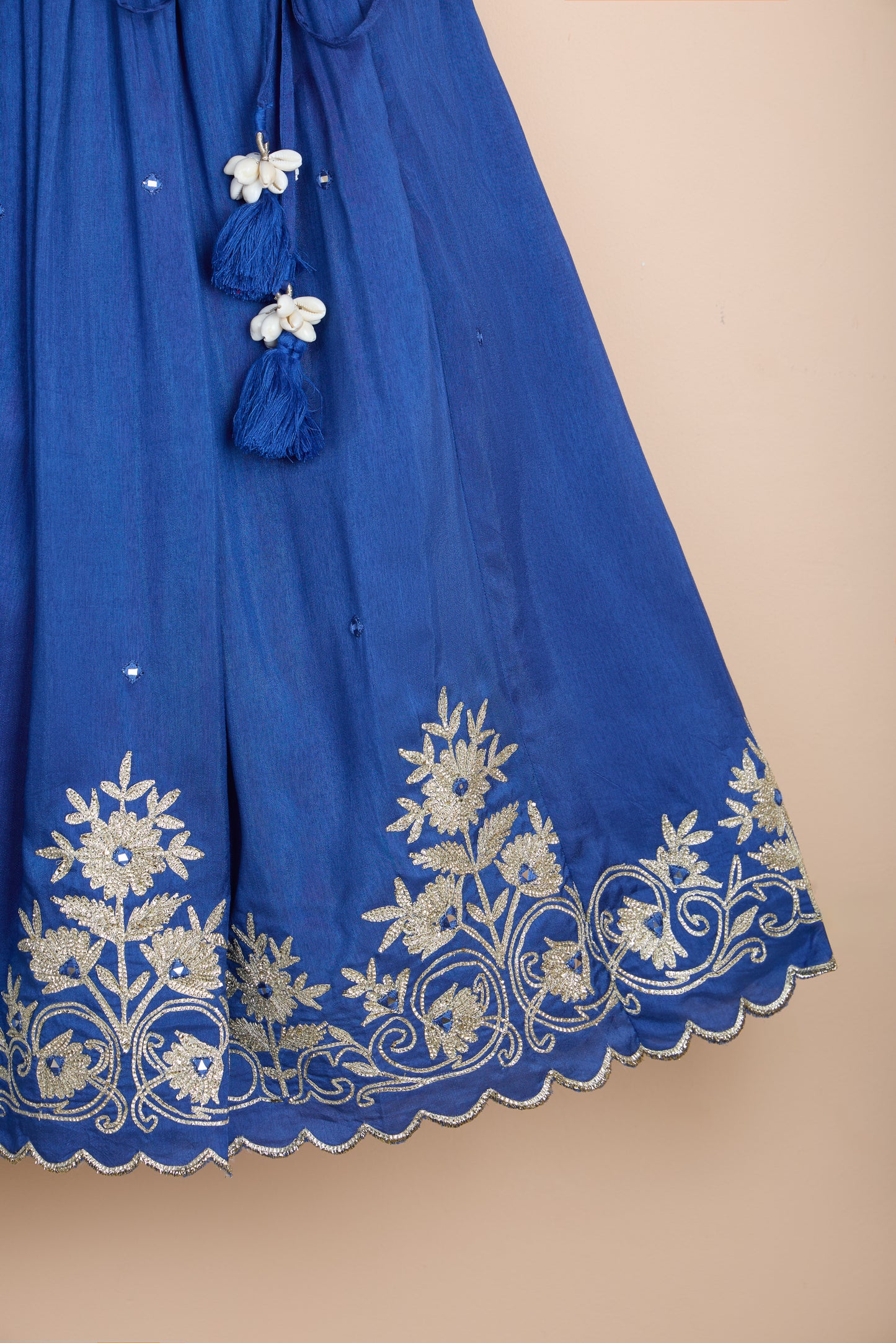 Chandrima blue embroidered halter neck blouse and lehenga set