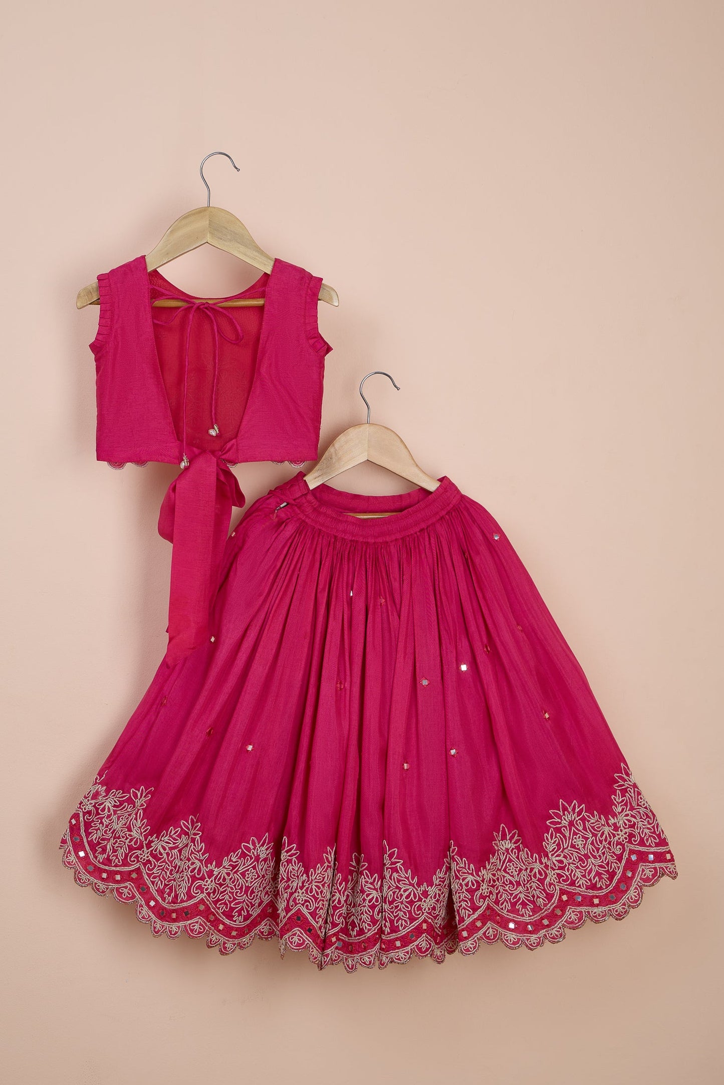 Gulika Fuchsia Embroidered Lehenga Set For Girls