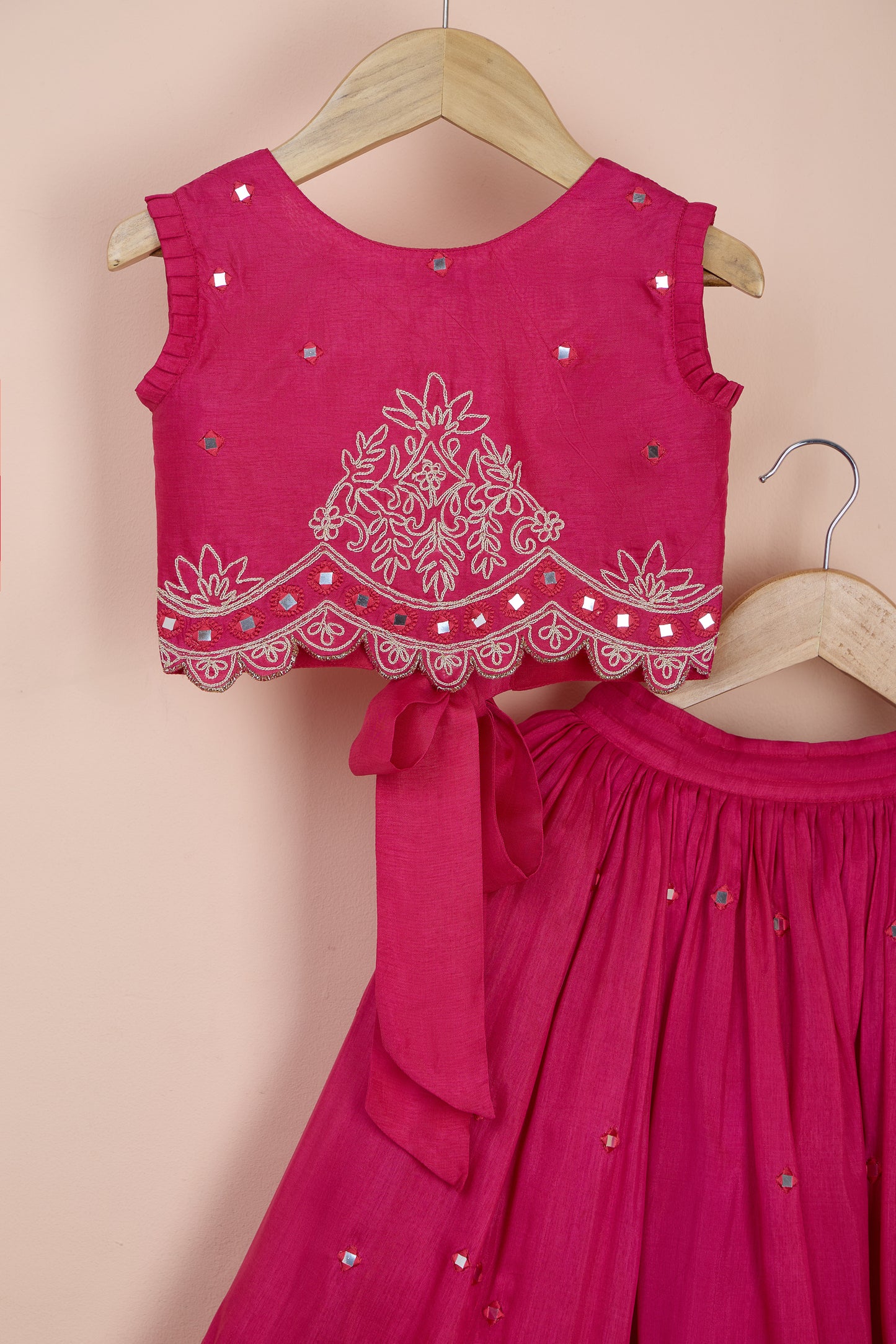 Gulika Fuchsia Embroidered Lehenga Set For Girls