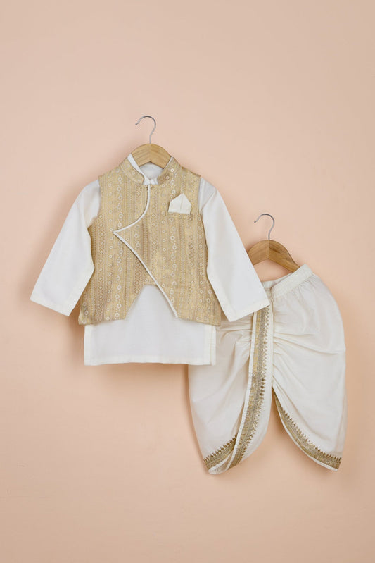 Offwhite Jacket Dhoti Set
