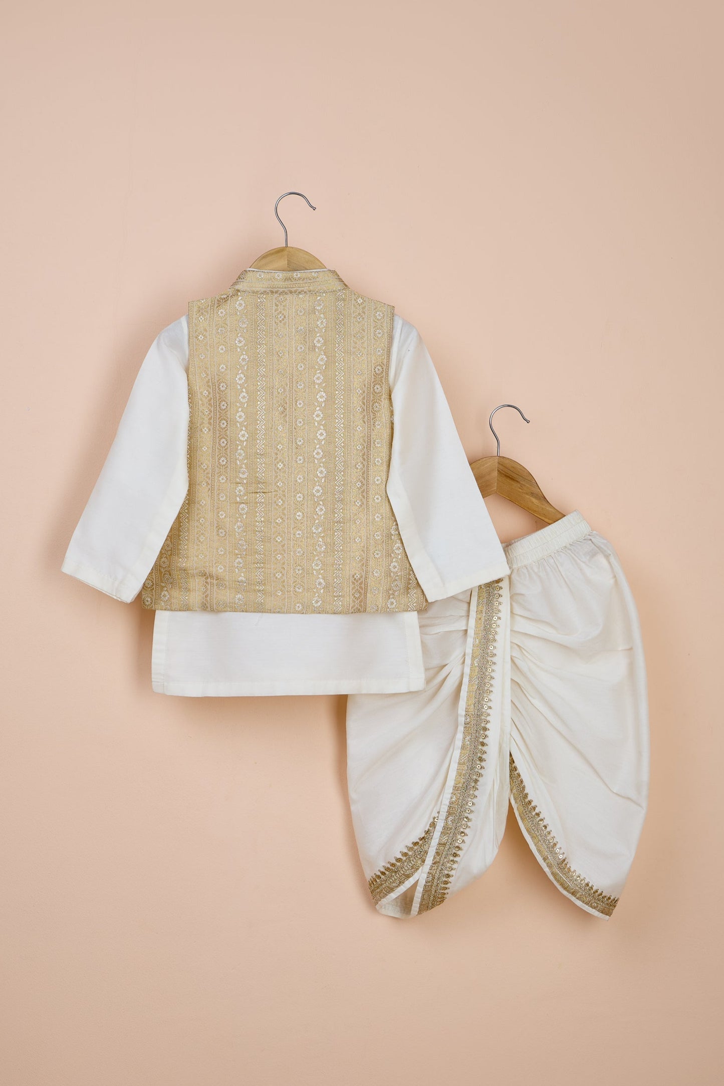 Offwhite Jacket Dhoti Set