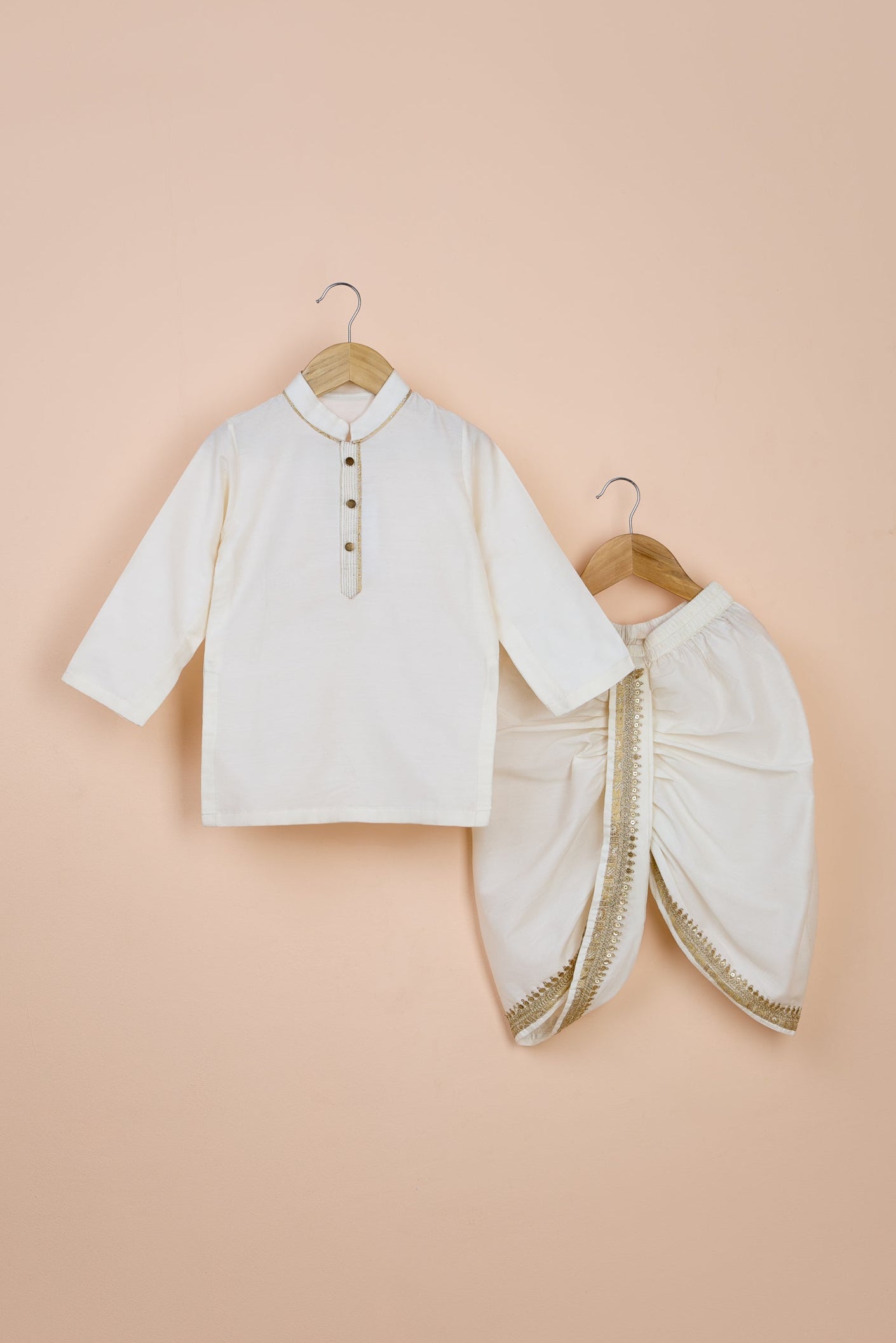 Offwhite Jacket Dhoti Set