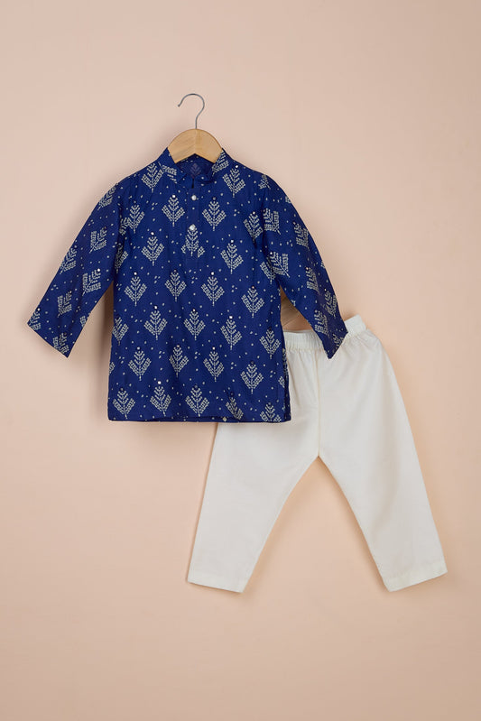 Nilima Printed Blue Kurta And Pyjama