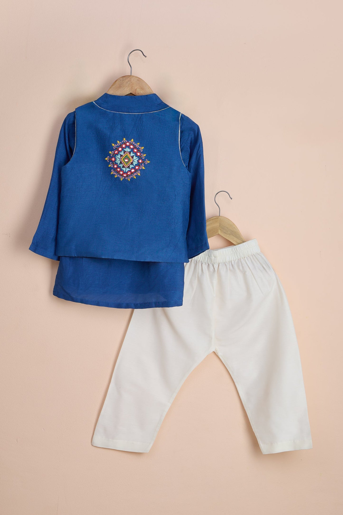 Padmini Blue Embroidered Jacket With Kurta And Pyjama