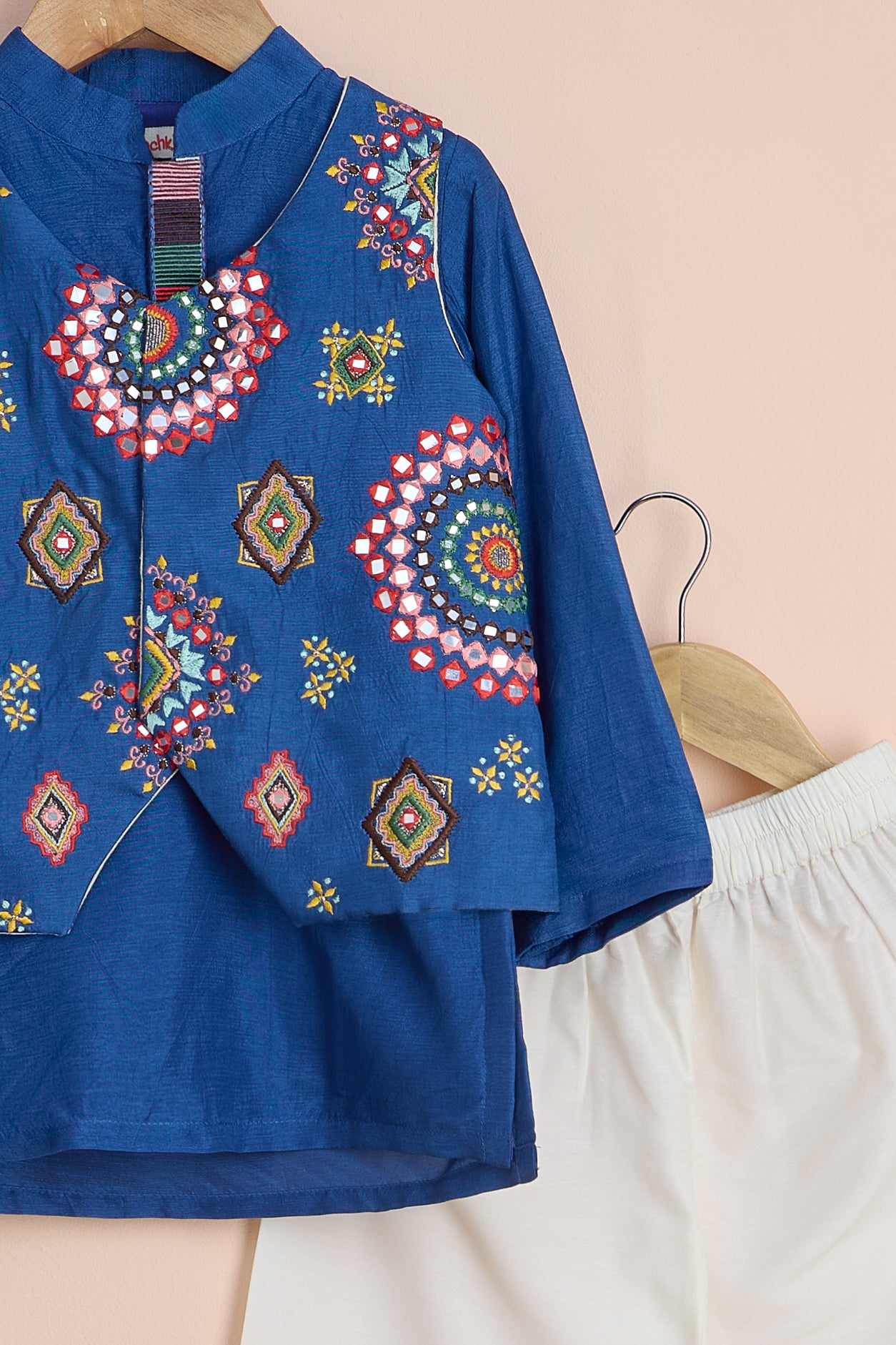 Padmini Blue Embroidered Jacket With Kurta And Pyjama