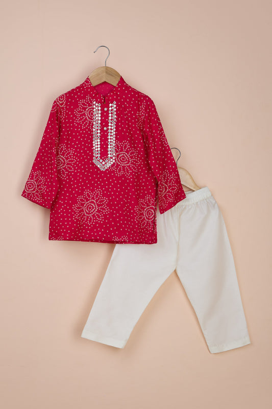 Gulkand Bandhani Printed Pink Kurta And Pyjama