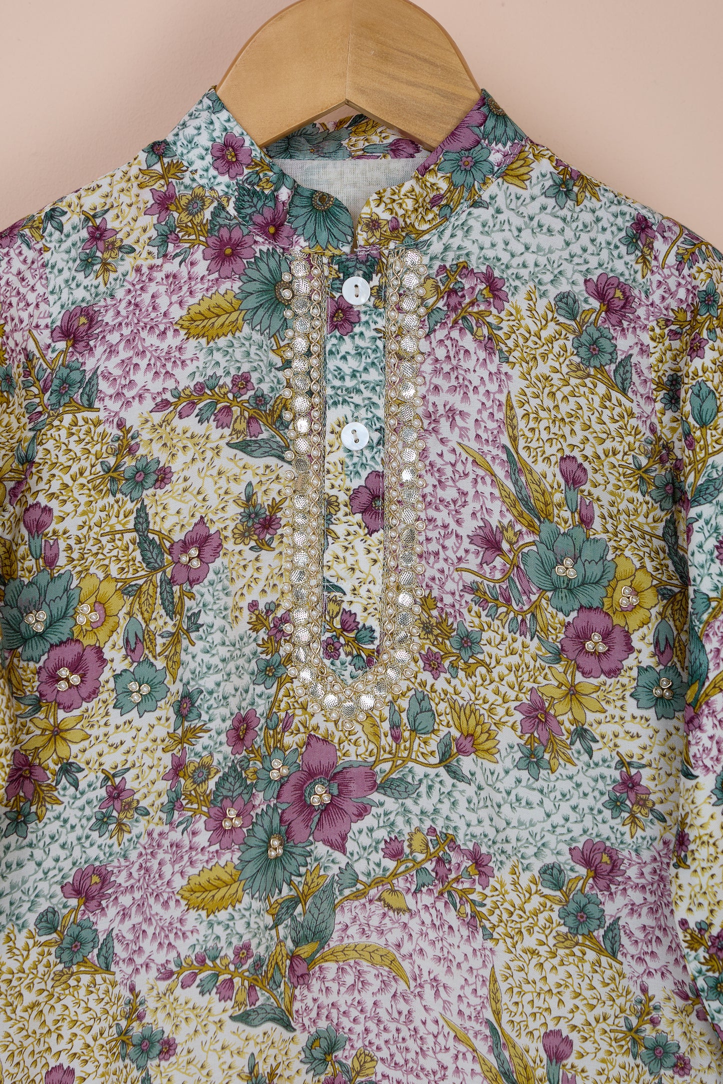 Ambar Multicolour Printed Hand Embroidered Kurta And Pyjama