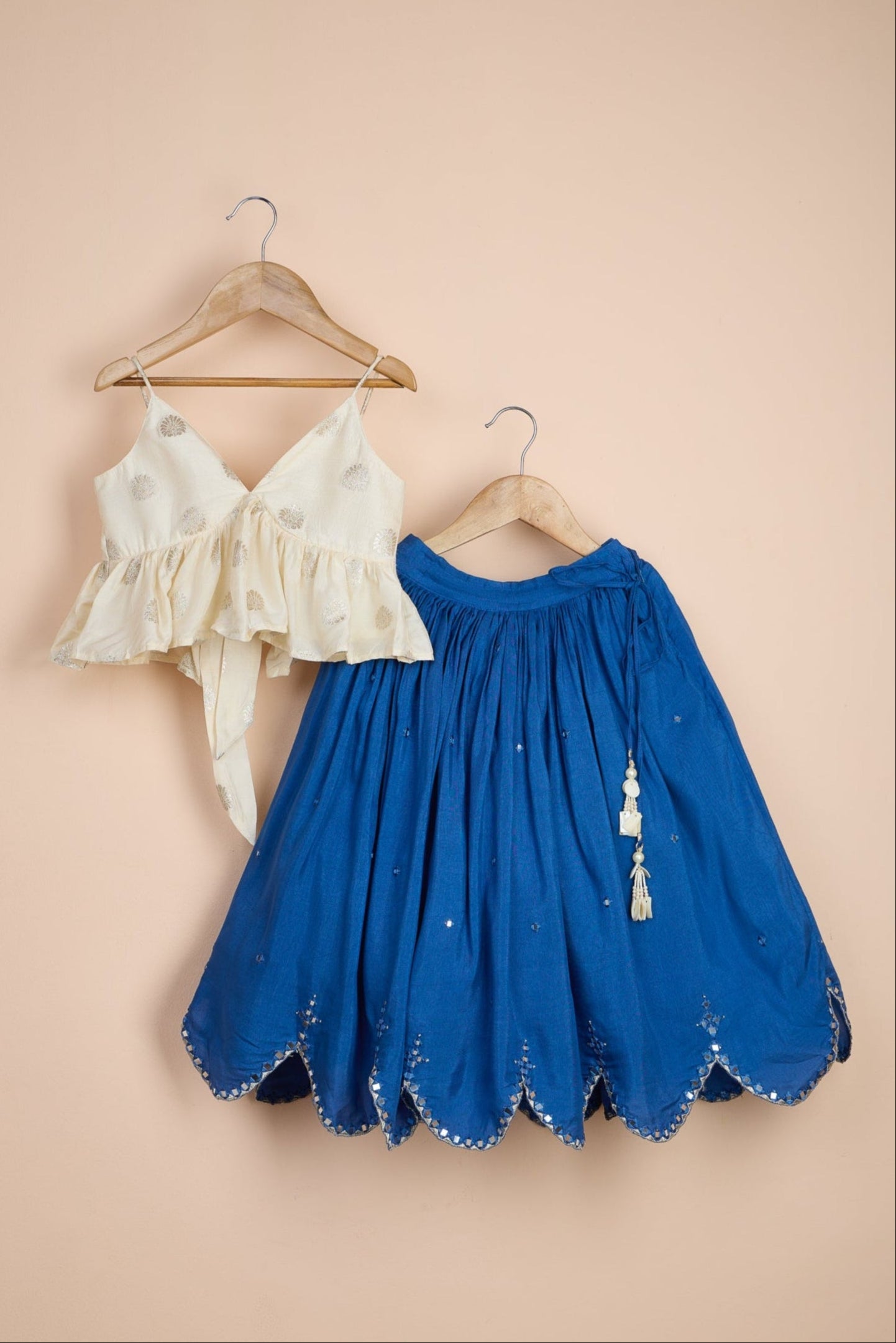 Abha Off White Blue Lehenga Set