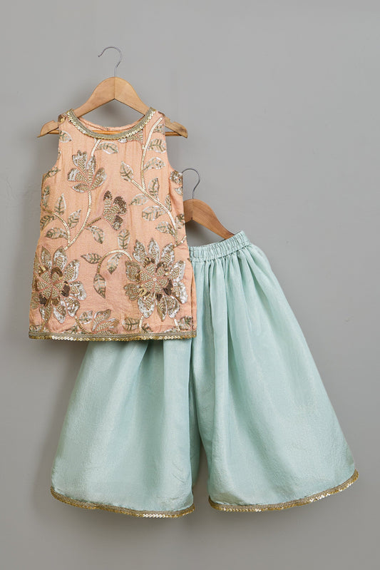 Shimmery Embroidered Kurti and Palazzo