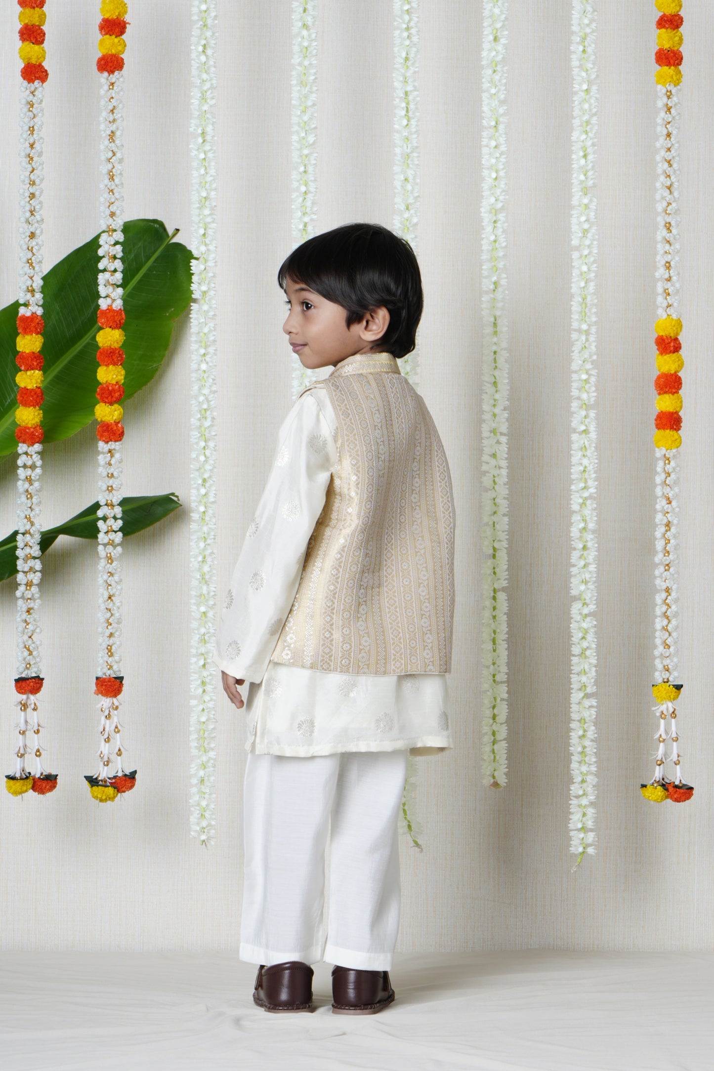 Ivory Embroidered Jacket Kurta Set