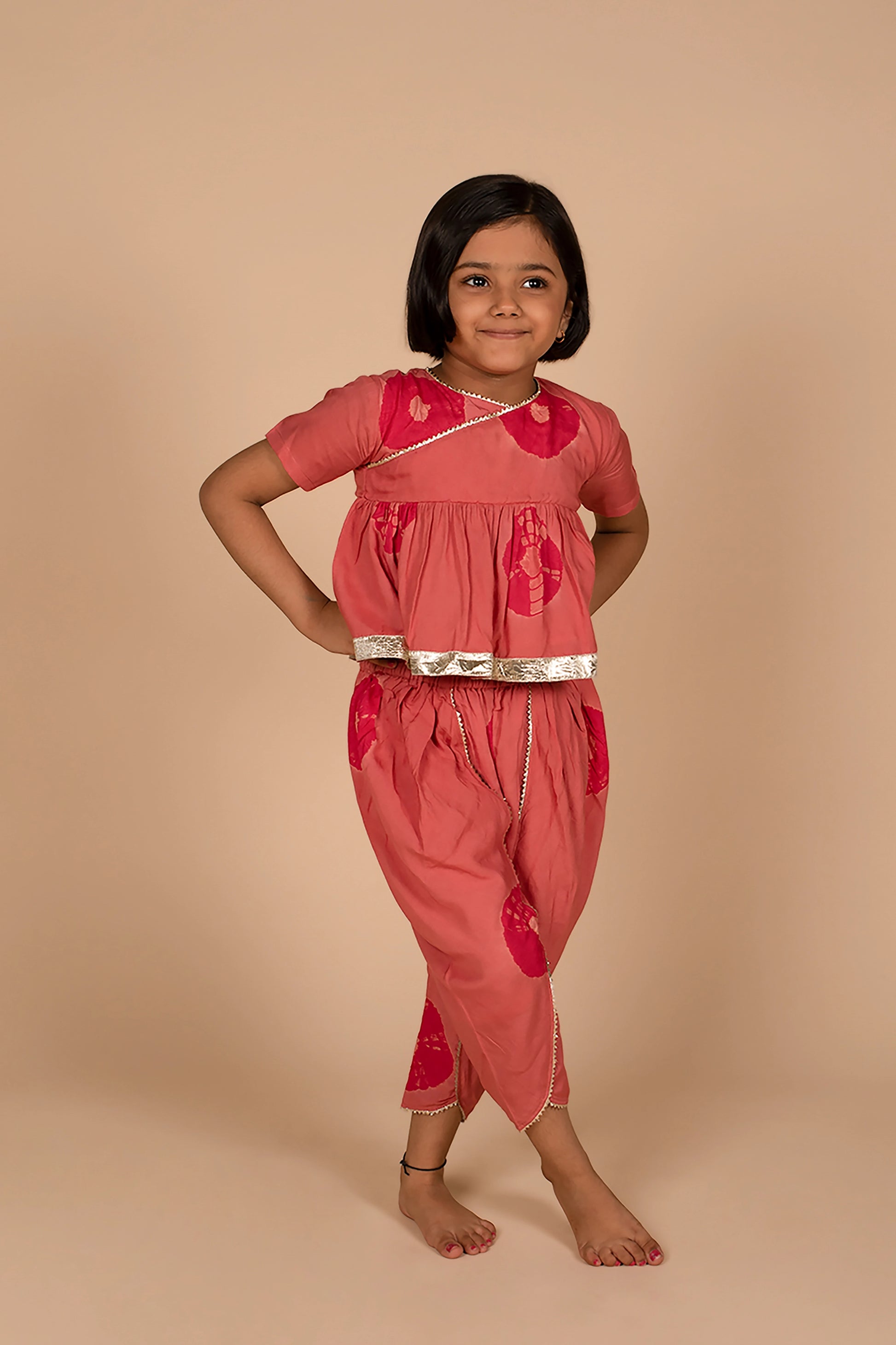 Poochkie kids pink top pant
