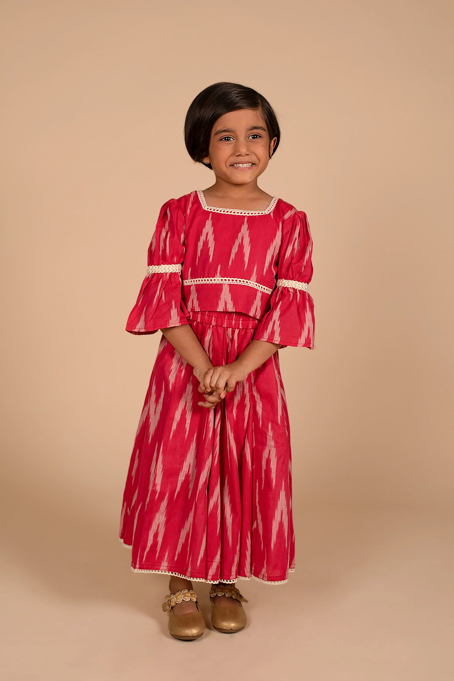 poochkie traditional red lehenga for kids