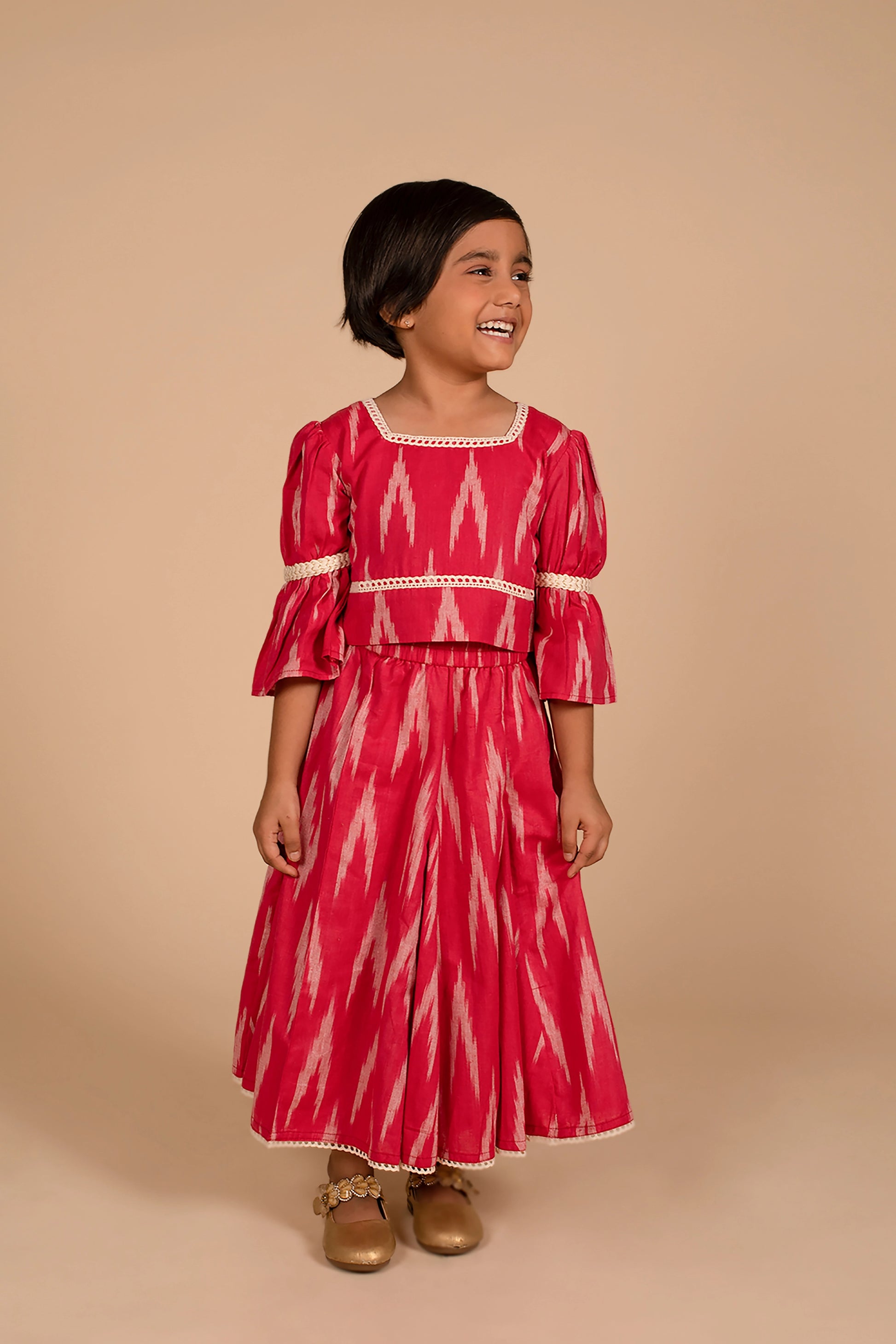 poochkie traditional red lehenga for kids
