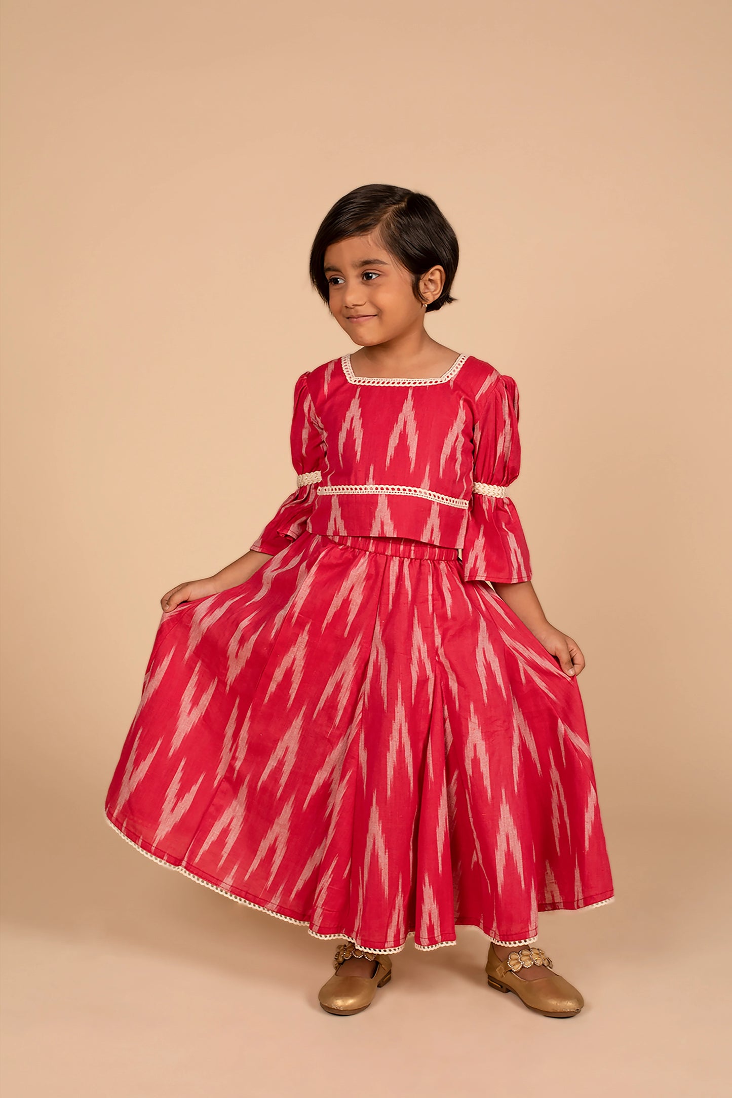 poochkie traditional red lehenga for kids