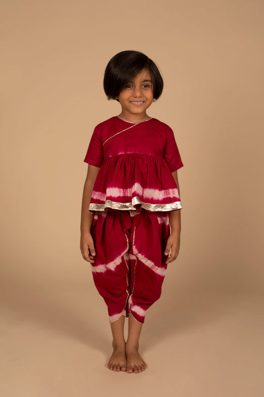 poochkie maroon colour dress for kids