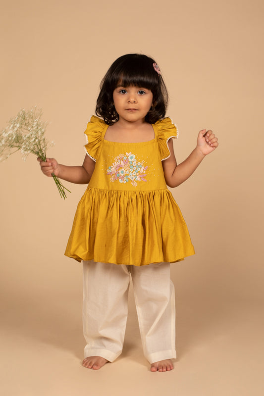 poochkie mustard yellow dress for kids