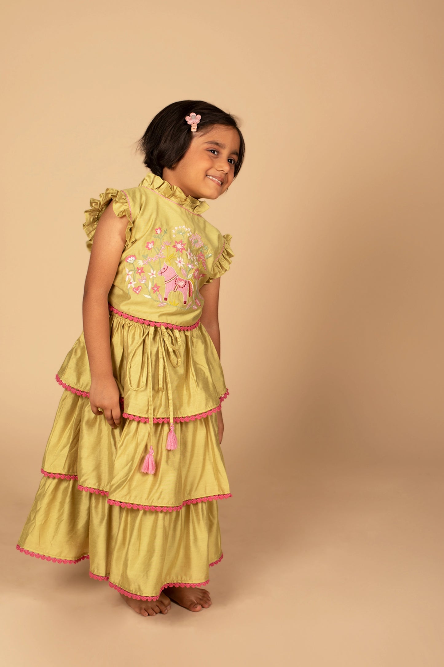 traditional pista lehenga sets for kids