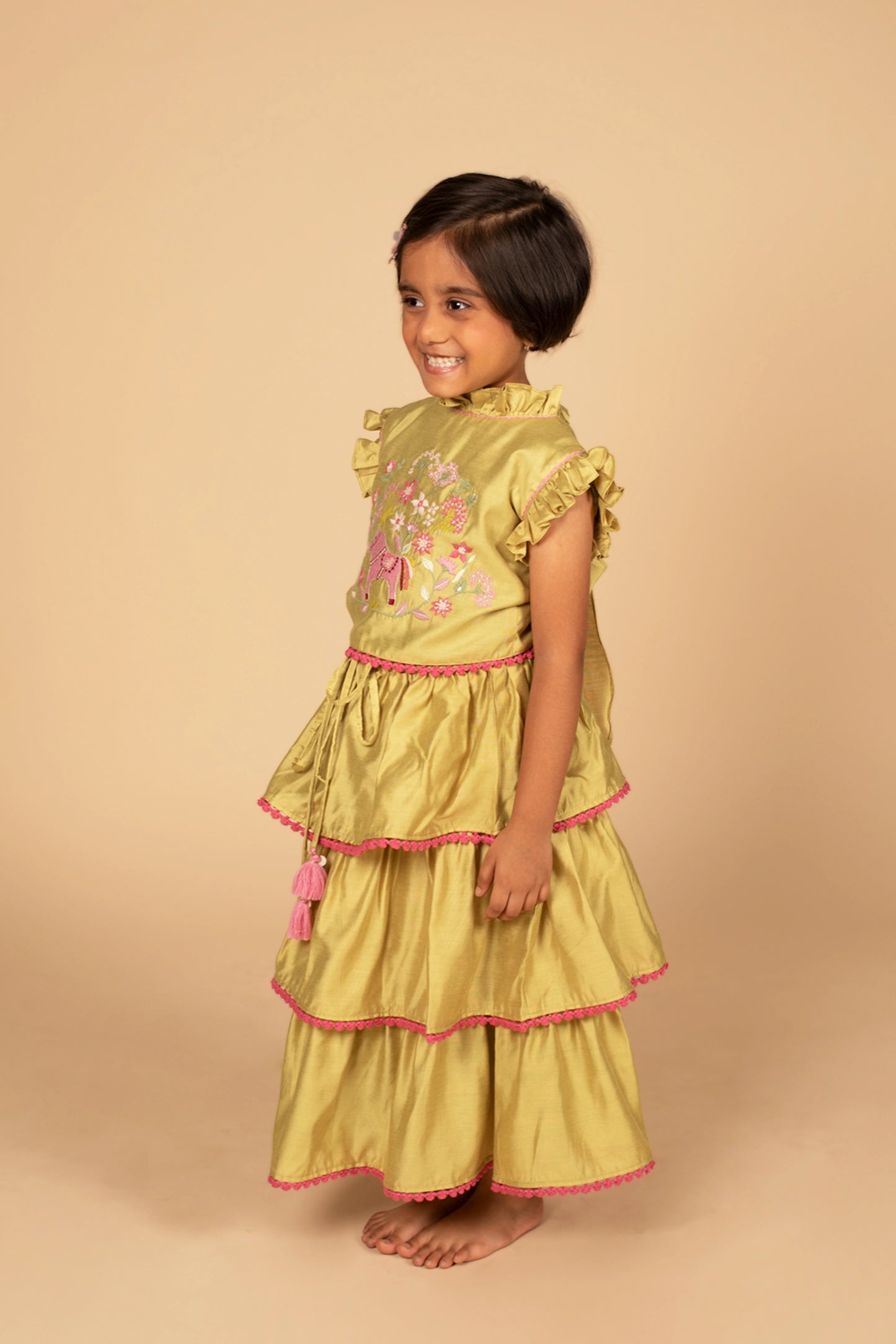 traditional pista lehenga sets for kids