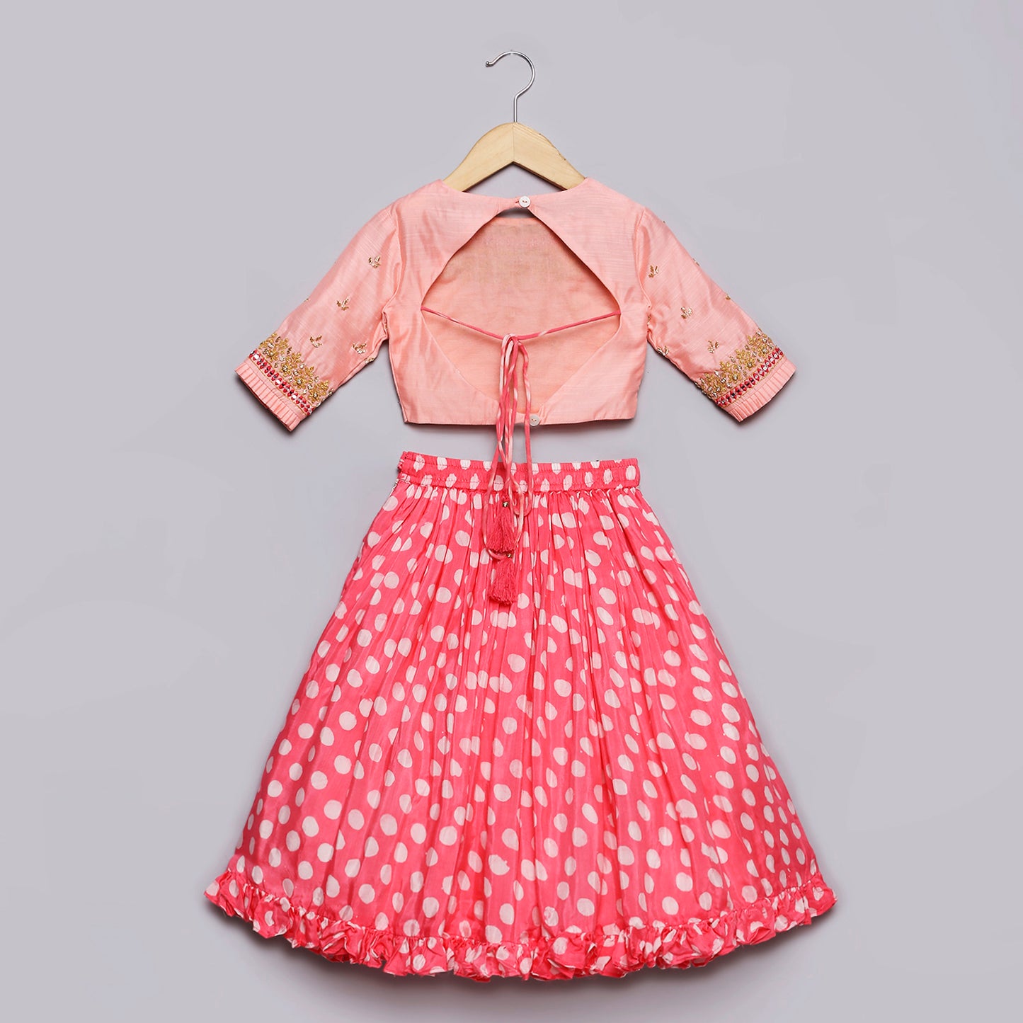 Dori & mirror work embroidered lehenga And printed choli set with enhanced tassels