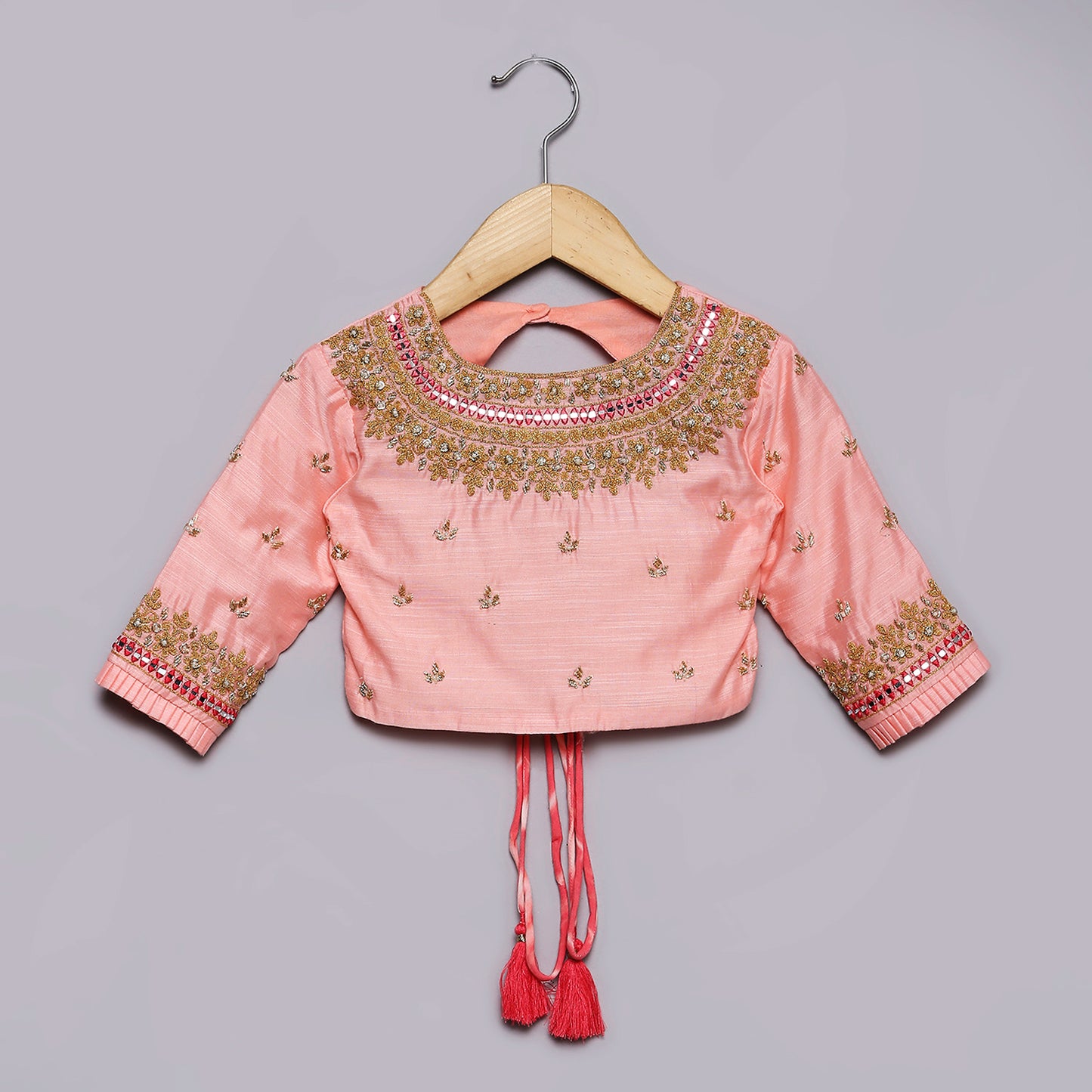 Dori & mirror work embroidered lehenga And printed choli set with enhanced tassels