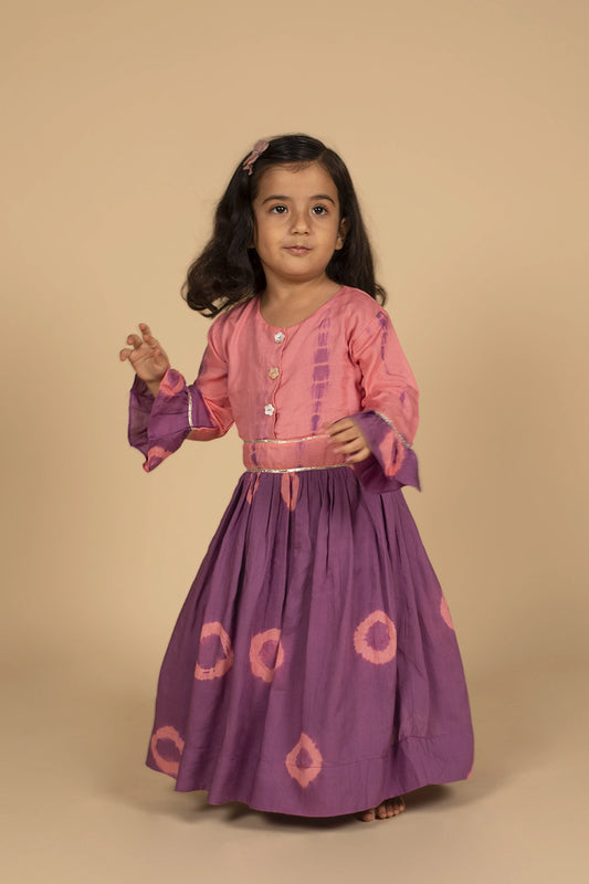 Poochkie traditional pink lehenga for kids 