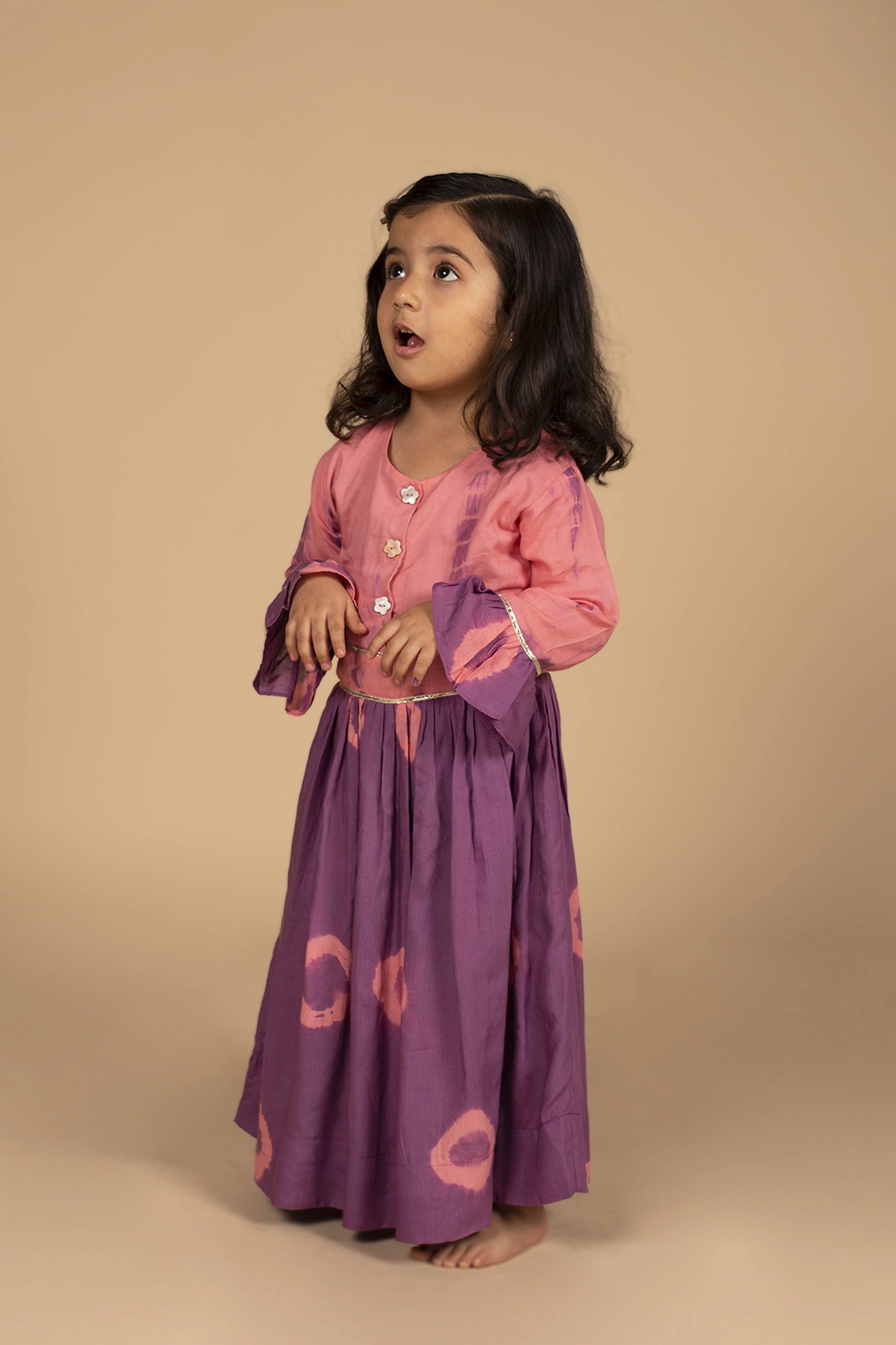 Poochkie traditional pink lehenga for kids 