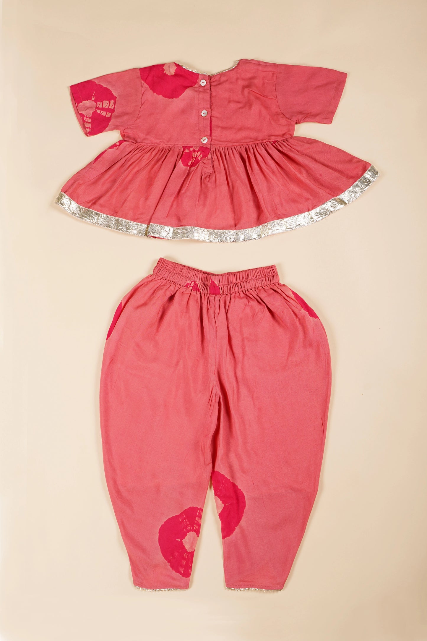 Pink Donuts Peplum & Dhoti Set