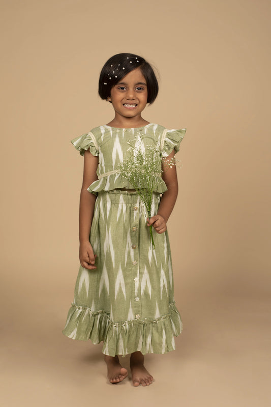 Poochkie traditional  pista colour lehenga  for kids