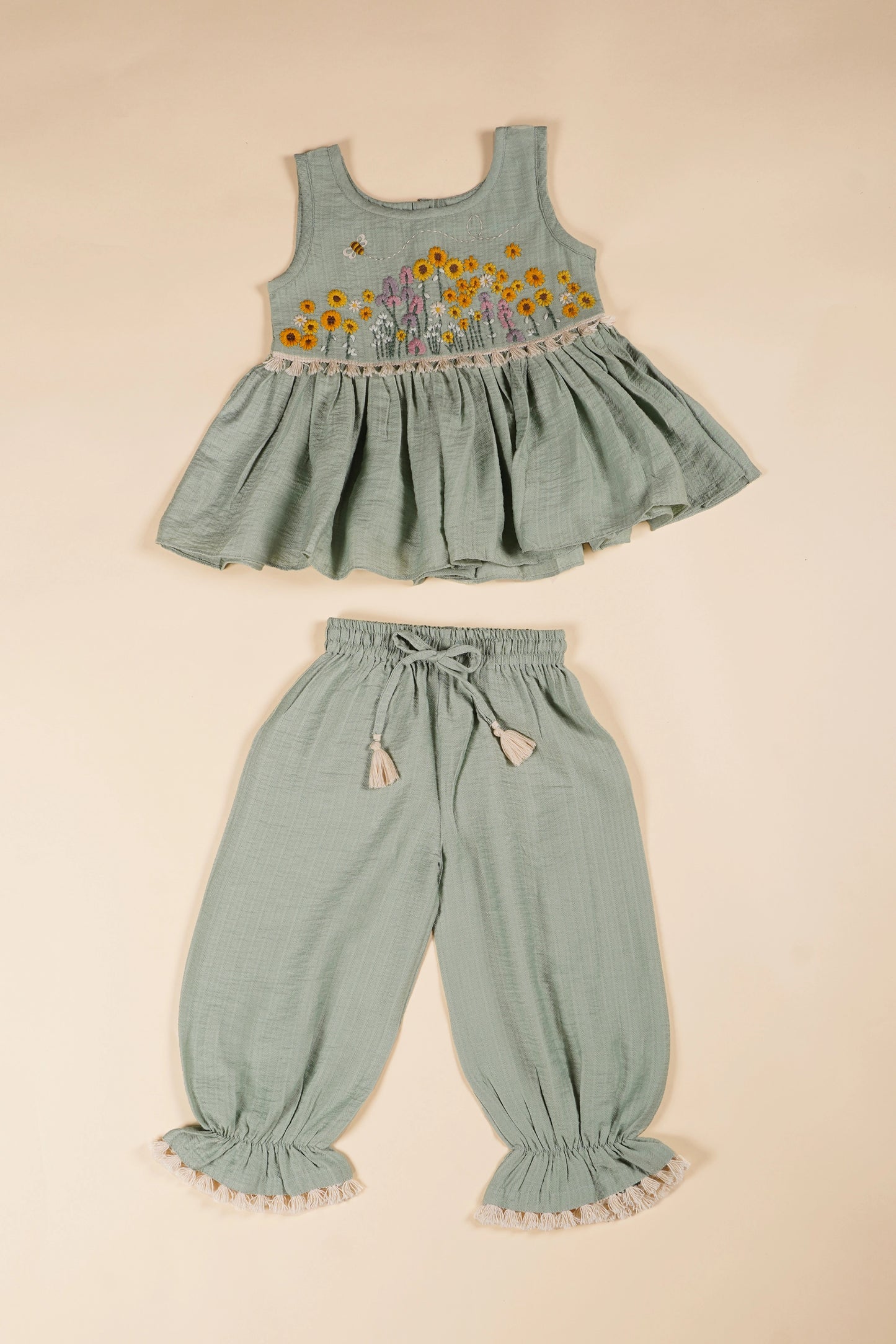 Sunflower Field Peplum Top and Pant Set