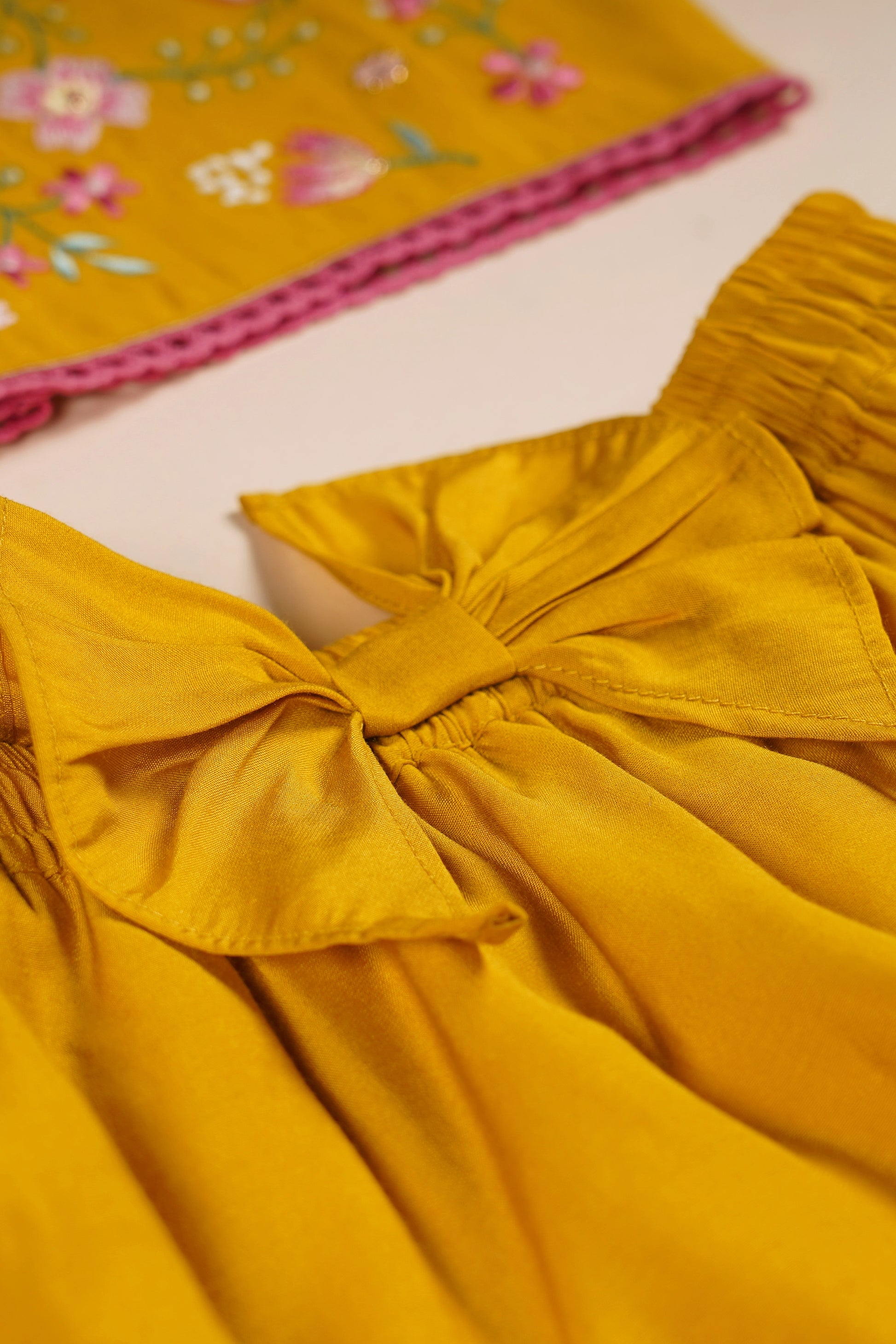 Poochkie musturd yellow lehenga for kids 