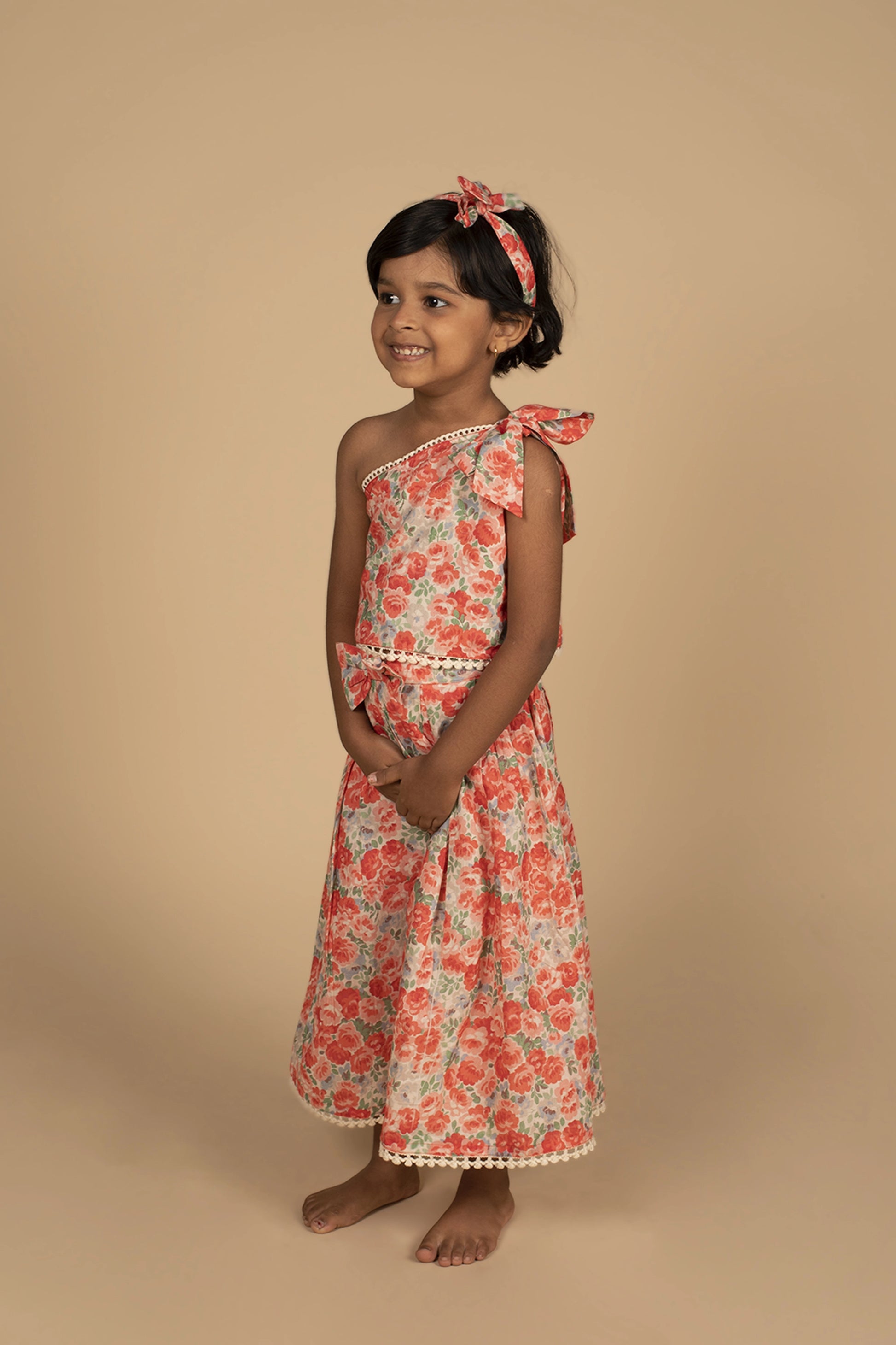 Poochkie red floral  lehenga for  kids