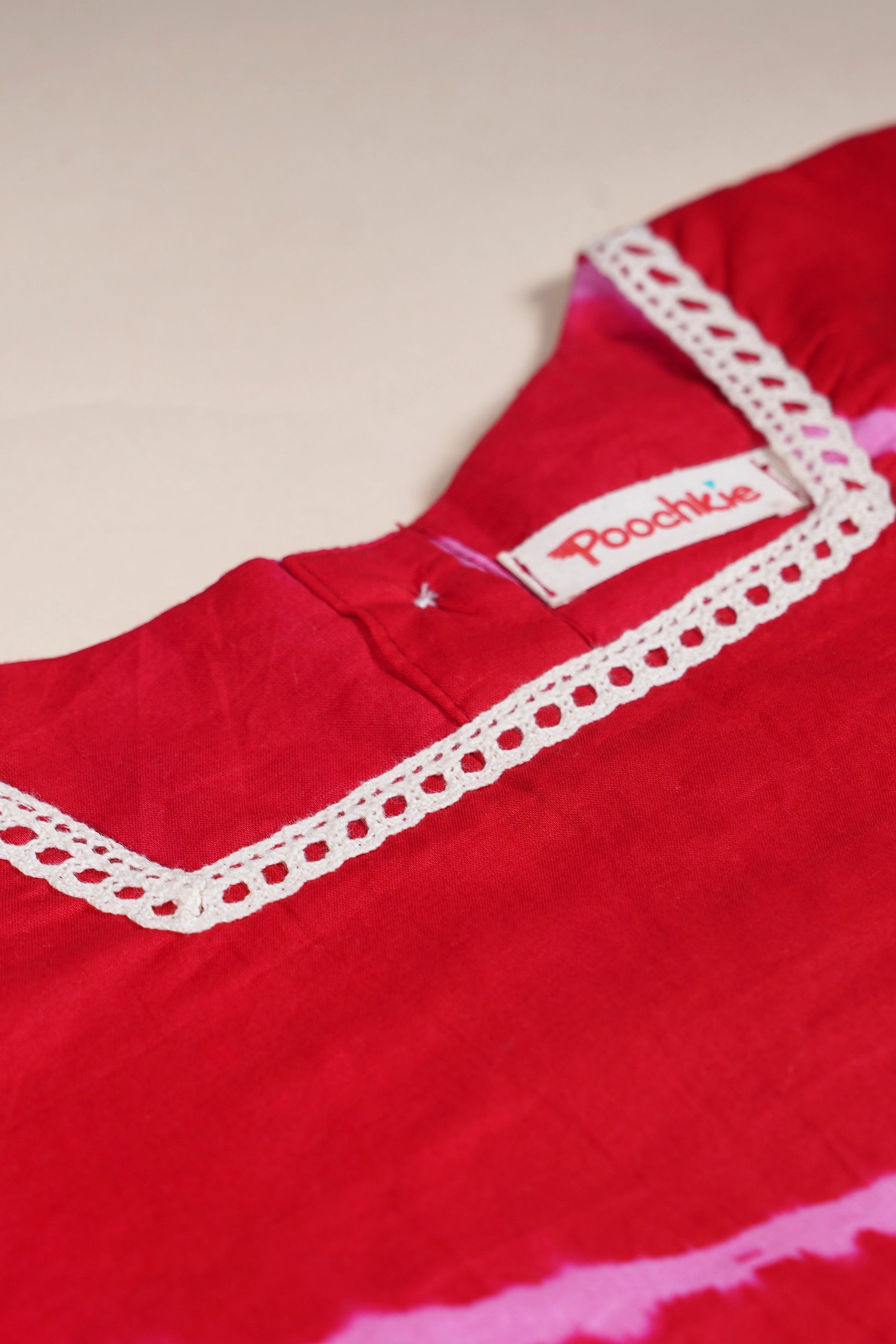 Poochkie red colour frock for kids