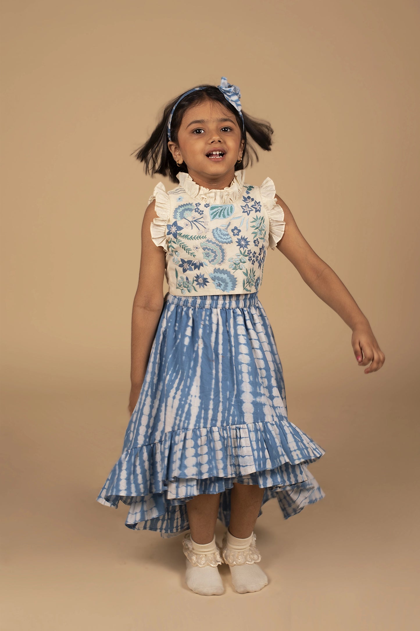 poochkie  blue lehenga set for kids 