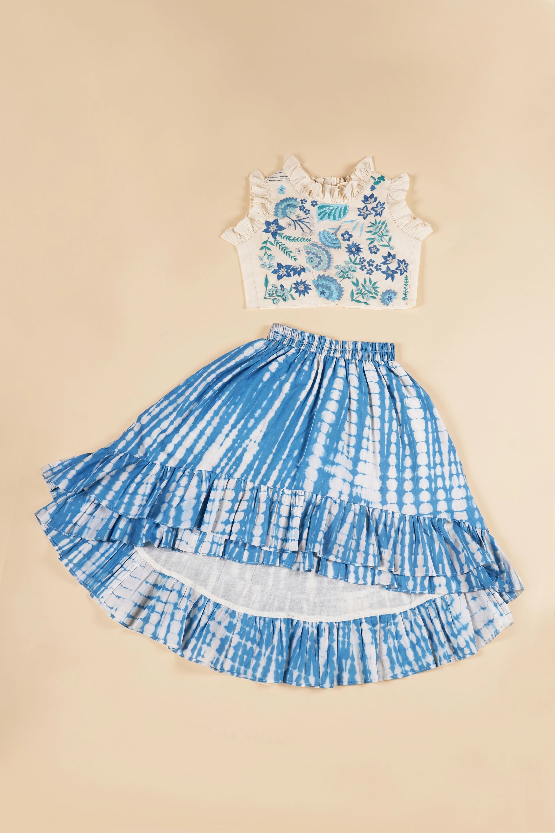 poochkie  blue lehenga set for kids 